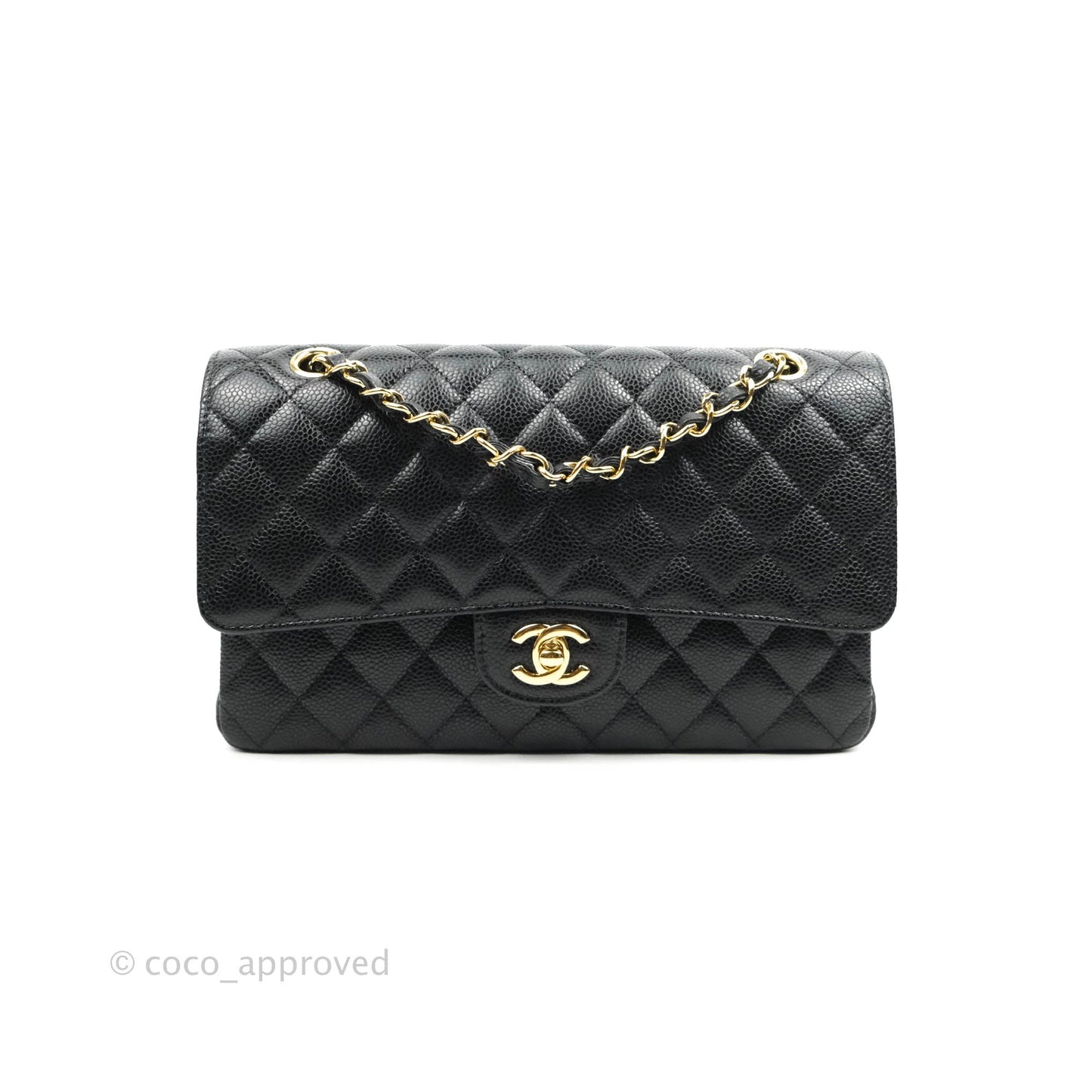 Chanel Classic M/L Medium Double Flap Black Caviar Gold Hardware