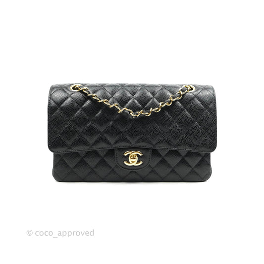 Chanel Classic M/L Medium Double Flap Black Caviar Gold Hardware