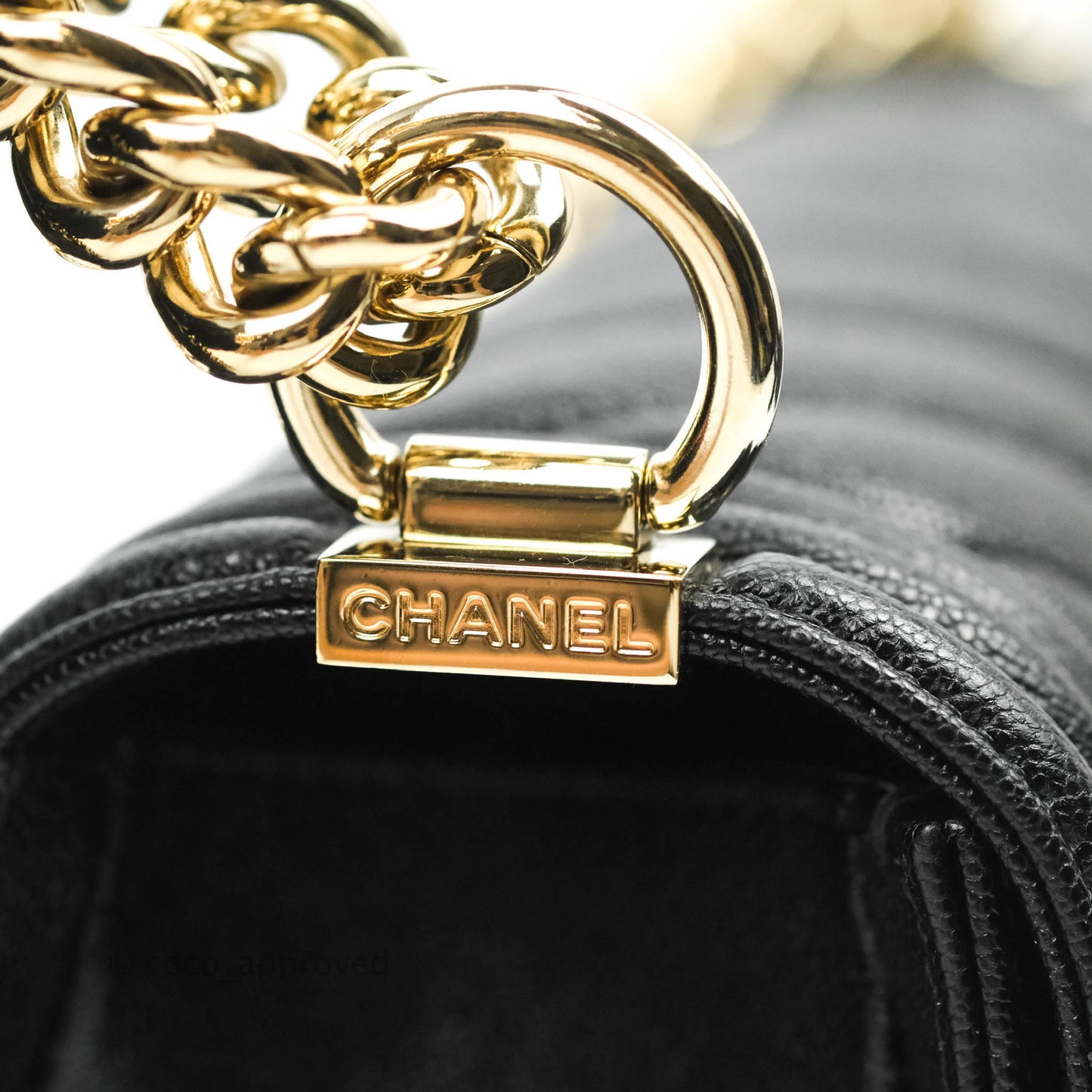 Chanel Boy Chevron Medium Black Caviar Gold Hardware