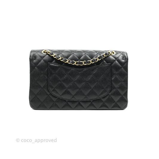 Chanel Classic M/L Medium Double Flap Black Caviar Gold Hardware