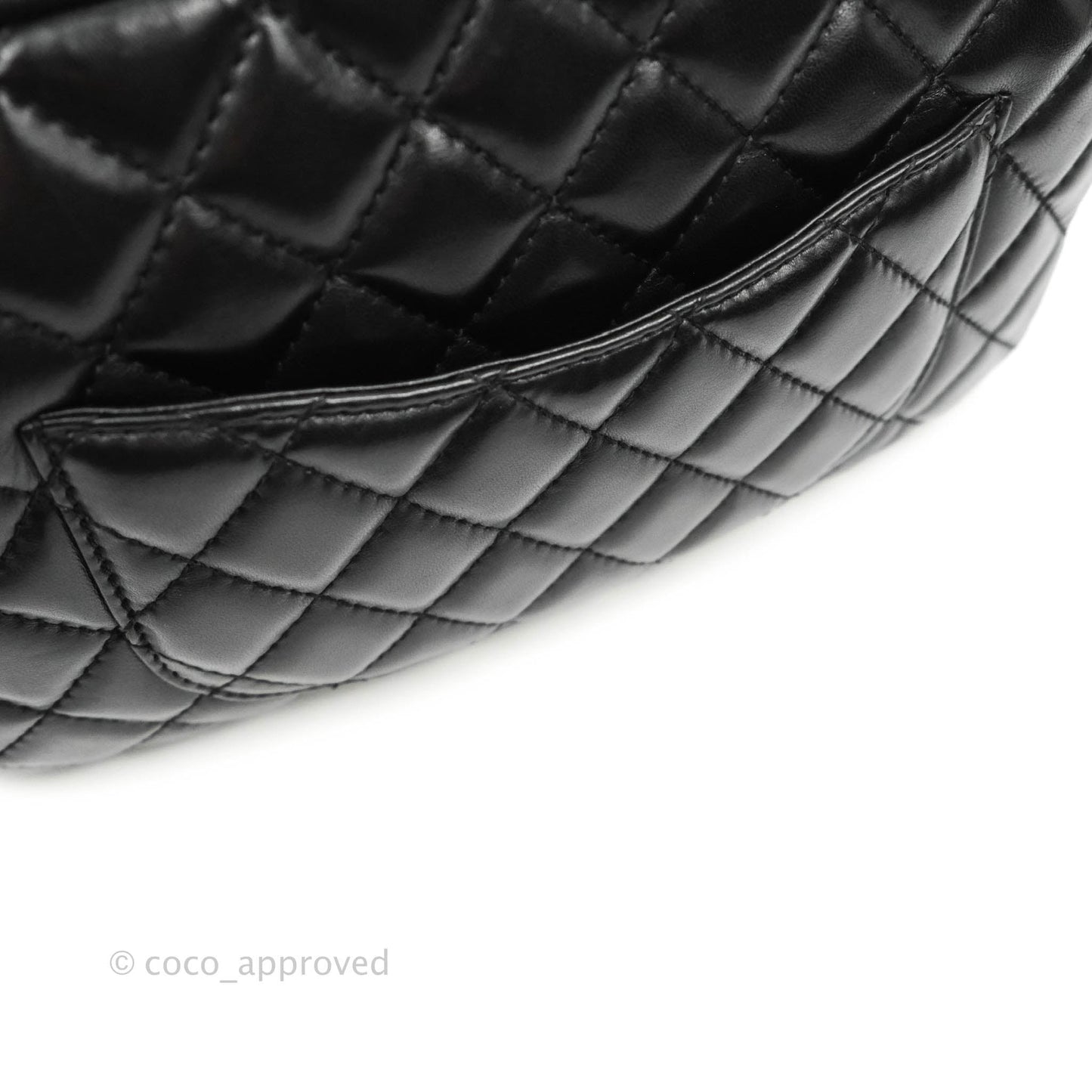 Chanel Quilted Camera Case Bag Black Lambskin Silver Hardware