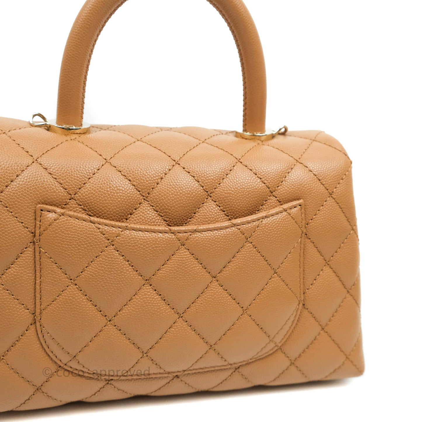Chanel Mini (Small) Coco Handle Quilted Caramel Dark Beige Caviar Gold Hardware 21P