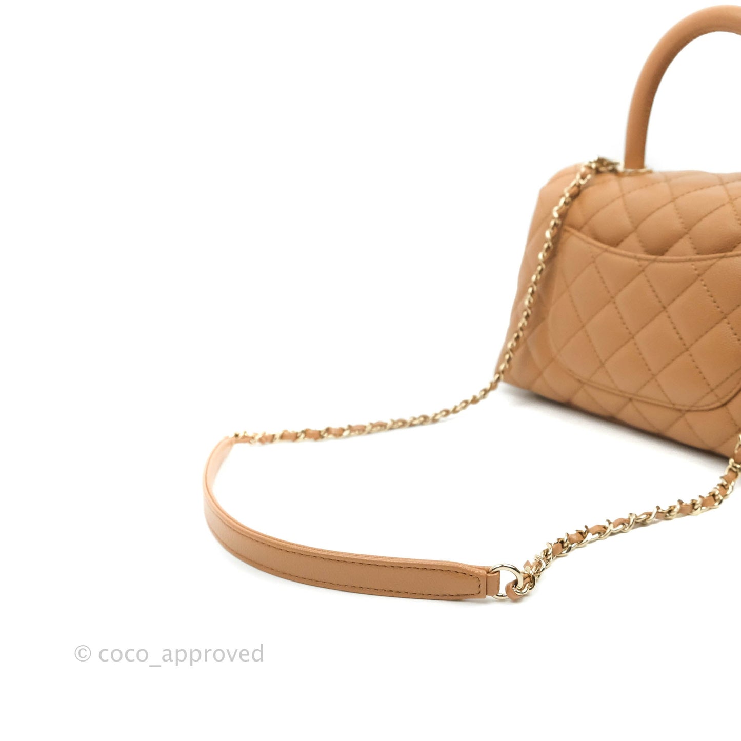 Chanel Mini (Small) Coco Handle Quilted Caramel Dark Beige Caviar Gold Hardware 21P
