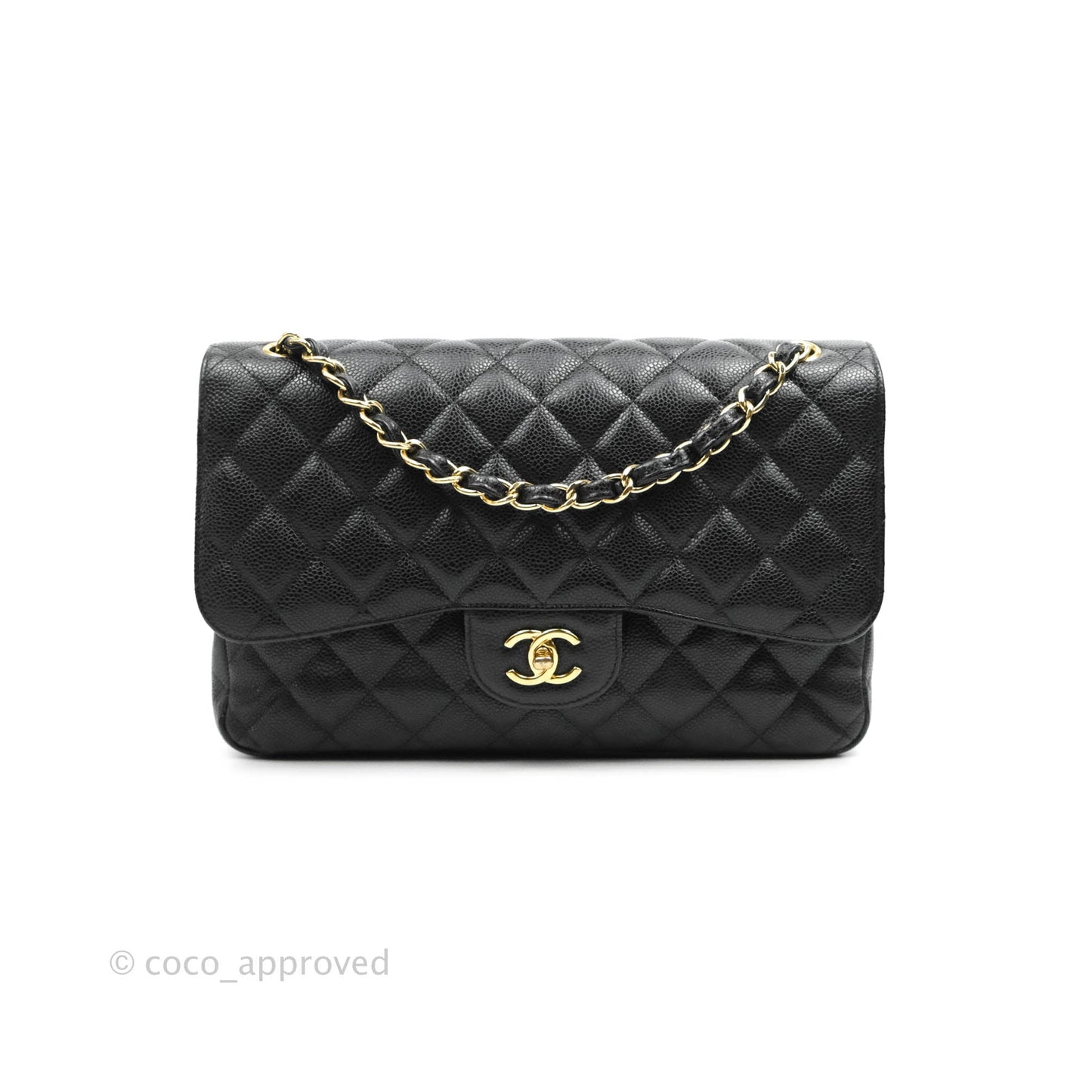 Chanel Jumbo Double Flap Black Caviar Gold Hardware⁣⁣