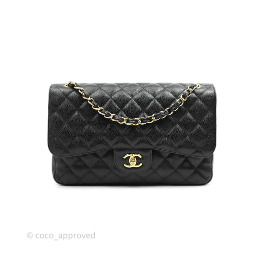 Chanel Jumbo Double Flap Black Caviar Gold Hardware⁣⁣