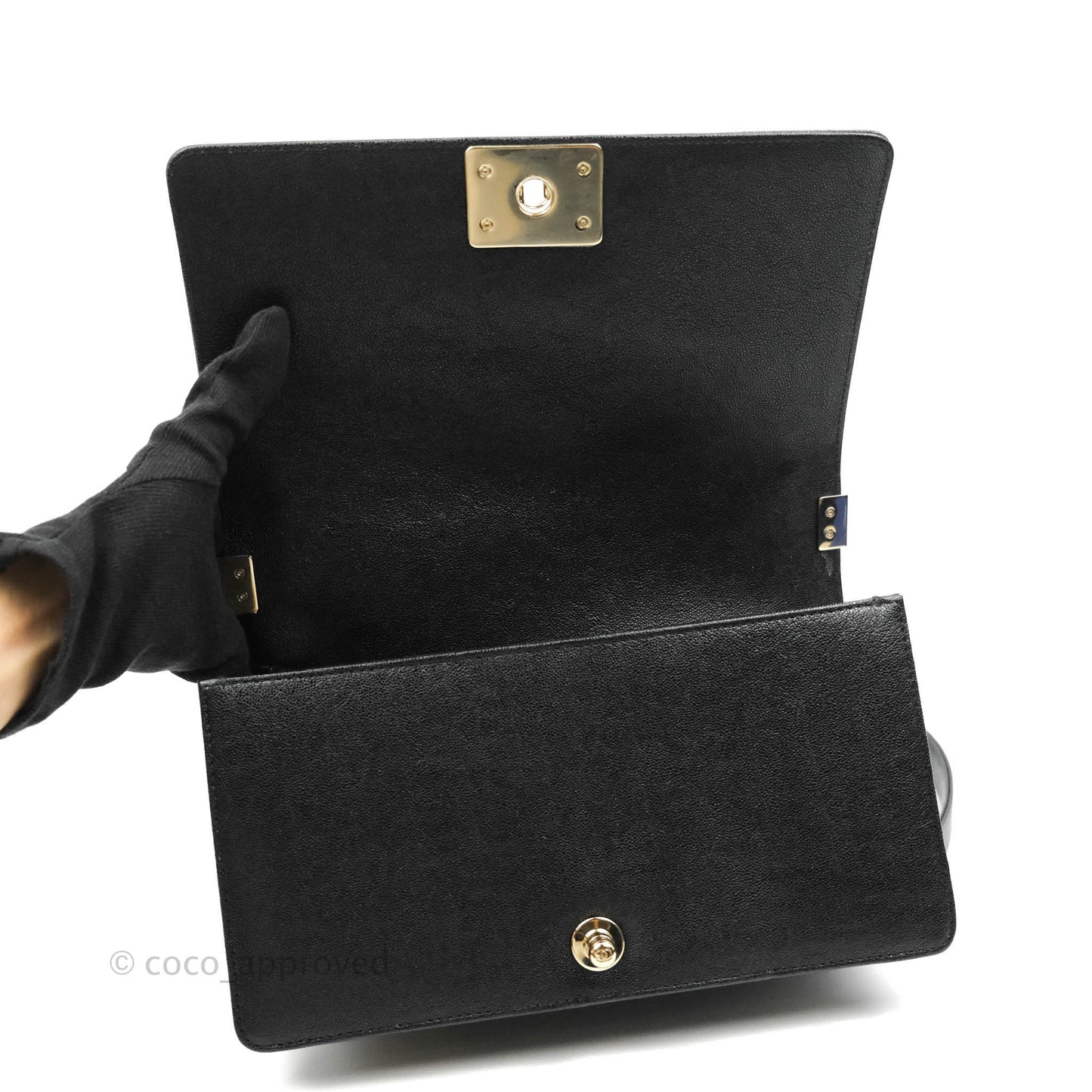 Chanel Boy Chevron Medium Black Caviar Gold Hardware