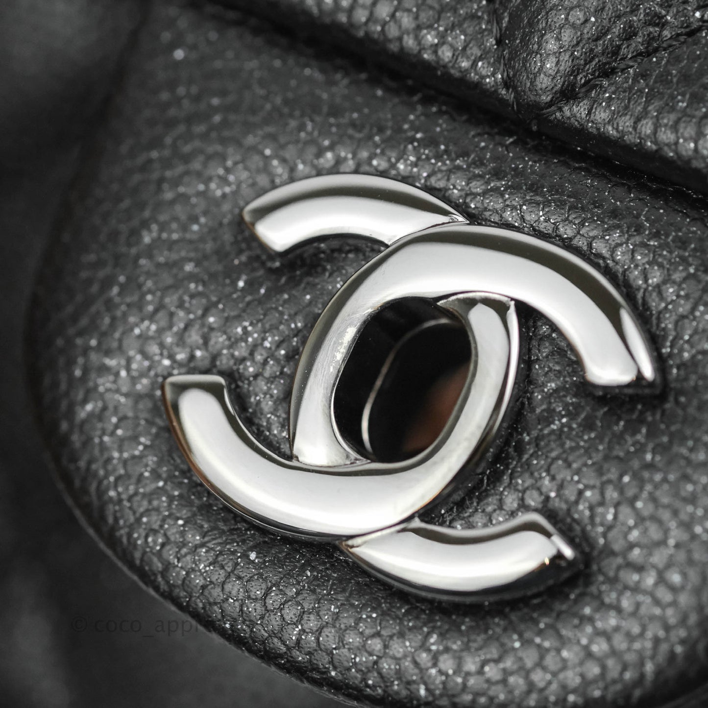 Chanel Quilted Mini Rectangular Iridescent Black Caviar Gun Metal 18C