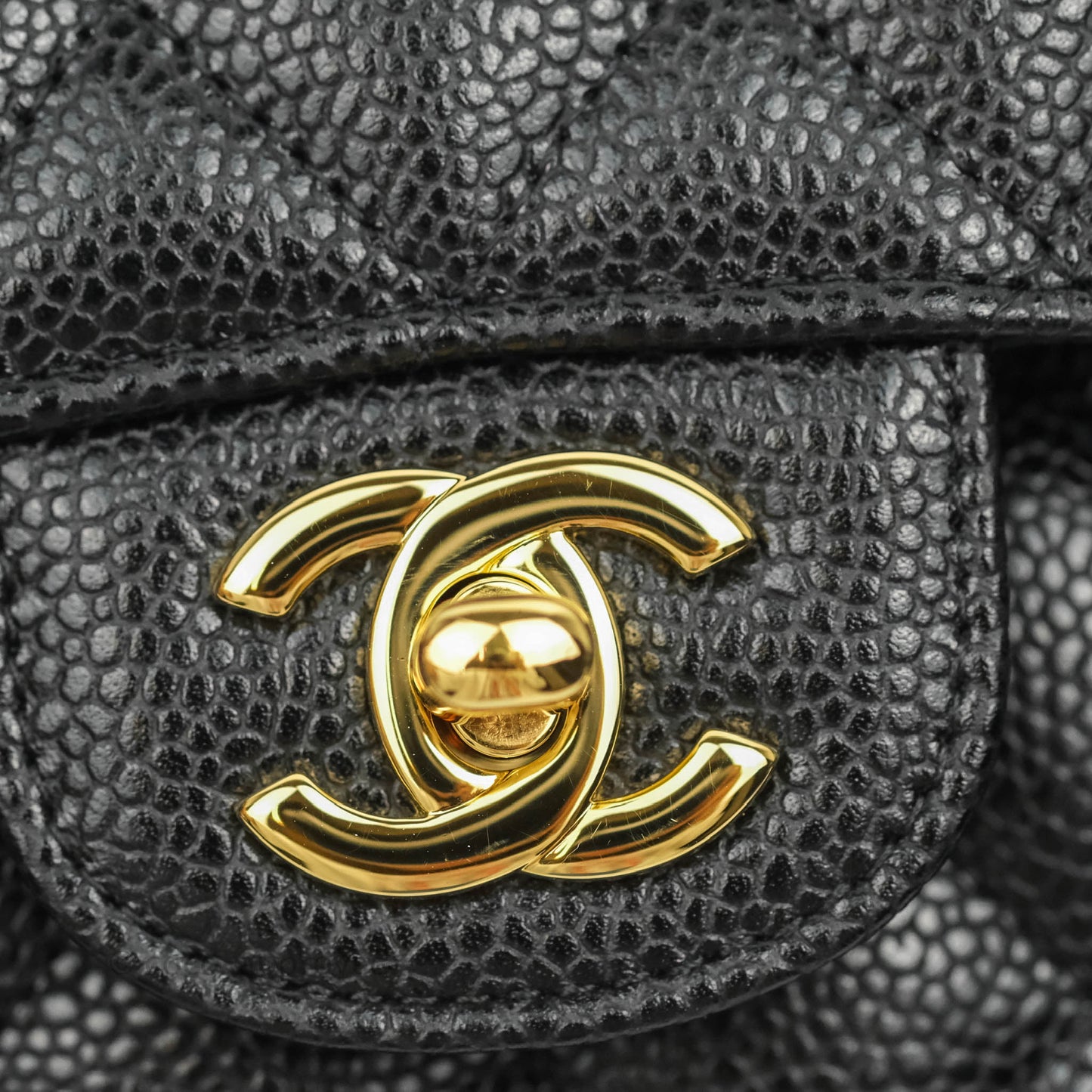 Chanel Classic M/L Medium Double Flap Black Caviar Gold Hardware