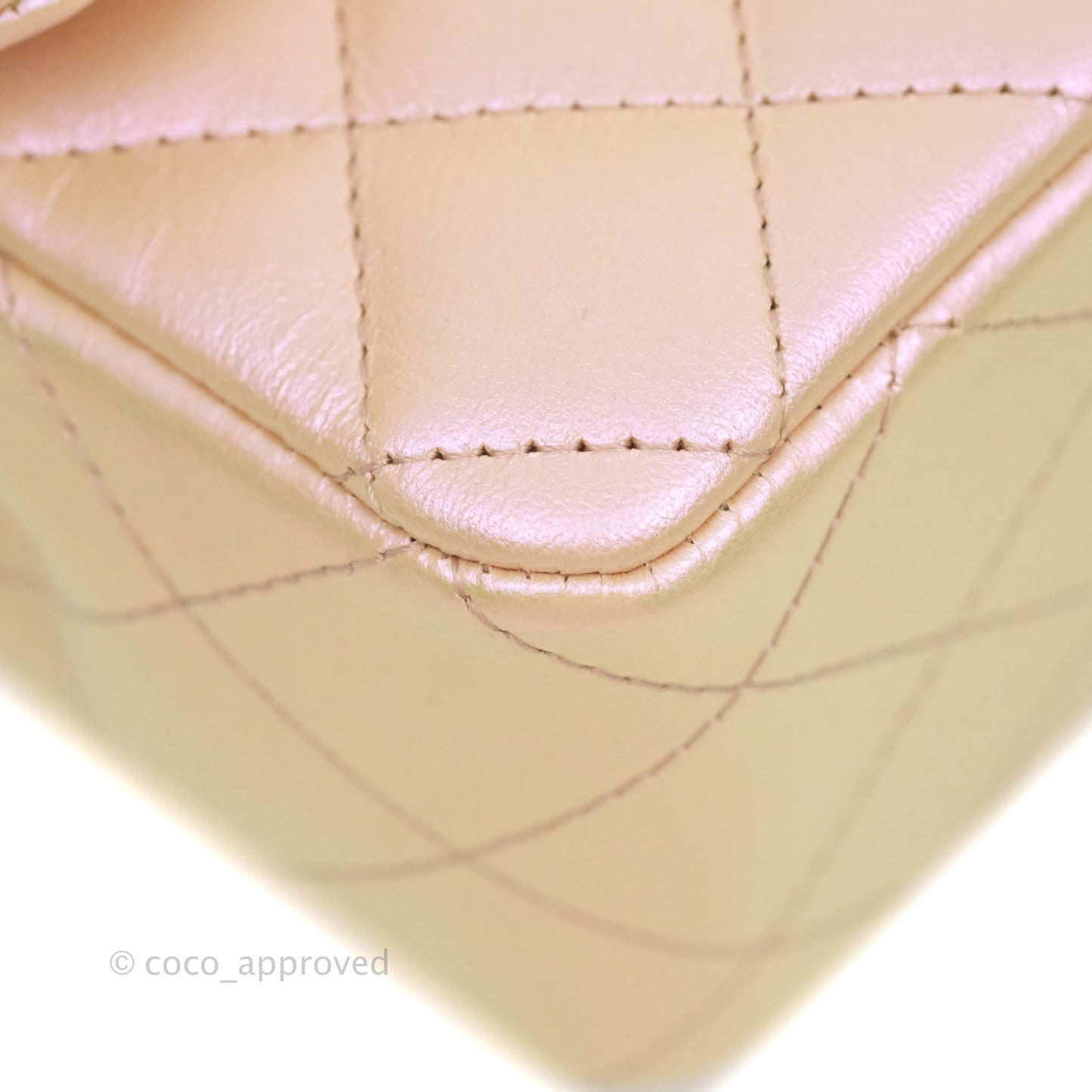 Chanel Quilted Mini Rectangular Iridescent Pink Calfskin Silver Hardware