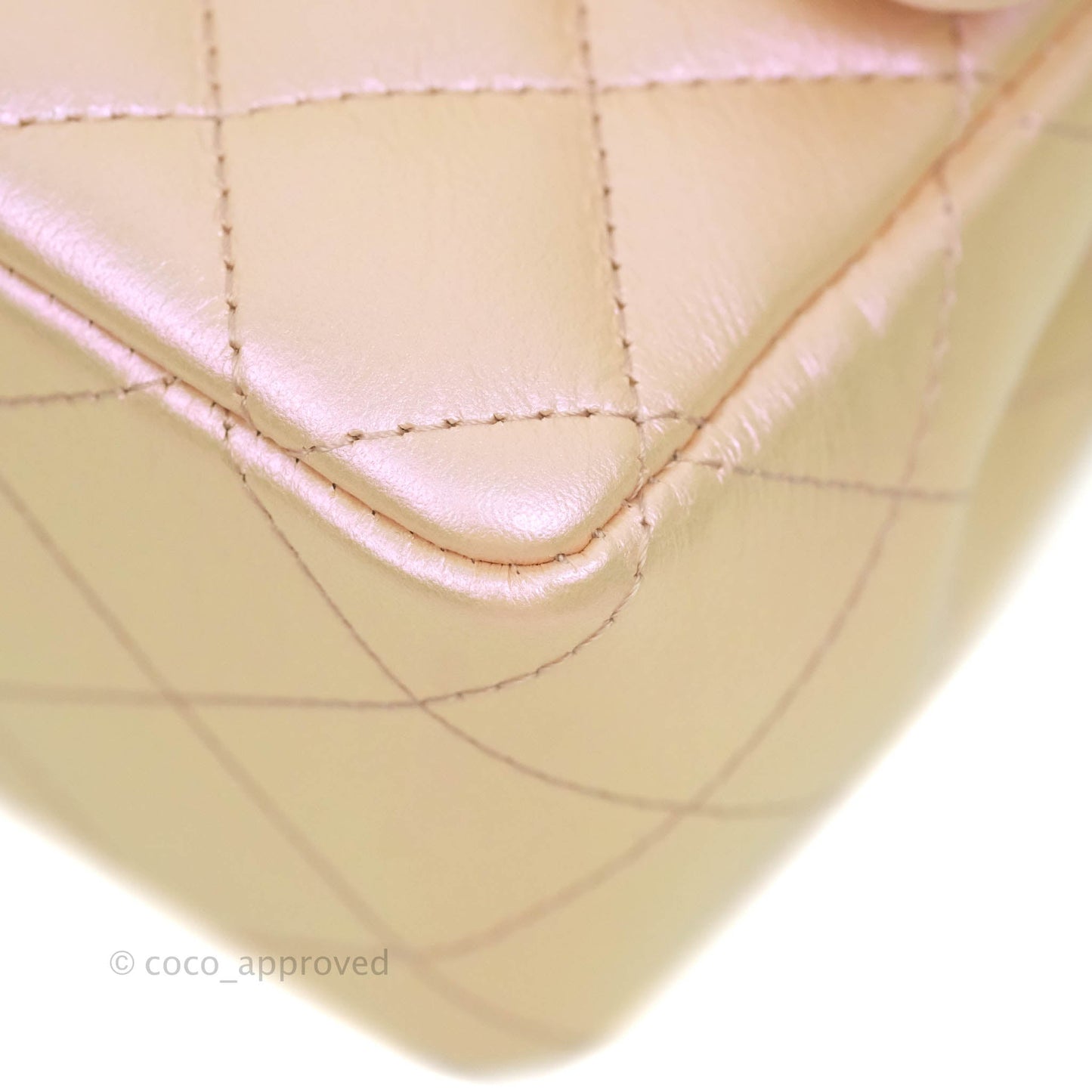 Chanel Quilted Mini Rectangular Iridescent Pink Calfskin Silver Hardware