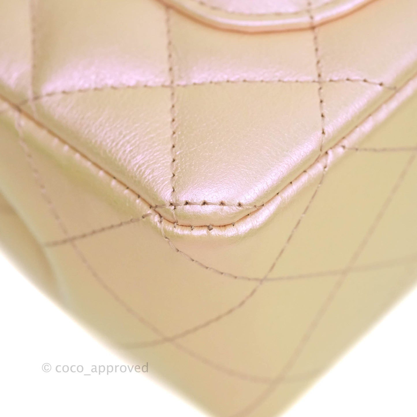 Chanel Quilted Mini Rectangular Iridescent Pink Calfskin Silver Hardware