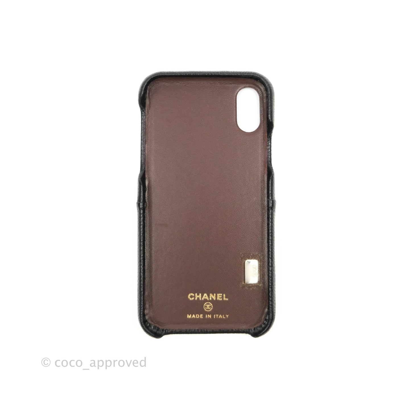 Chanel Quilted iPhone X Phone Case Black Caviar Gold Hardware