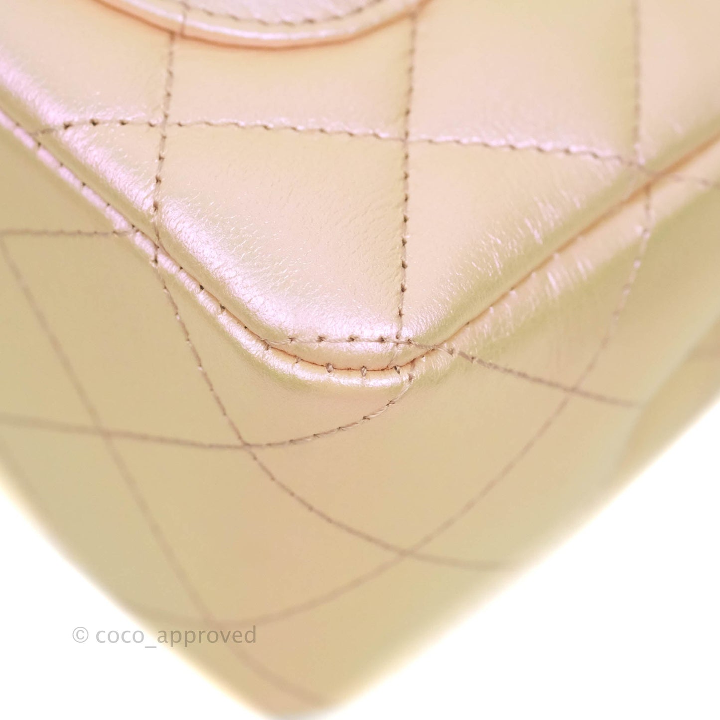 Chanel Quilted Mini Rectangular Iridescent Pink Calfskin Silver Hardware