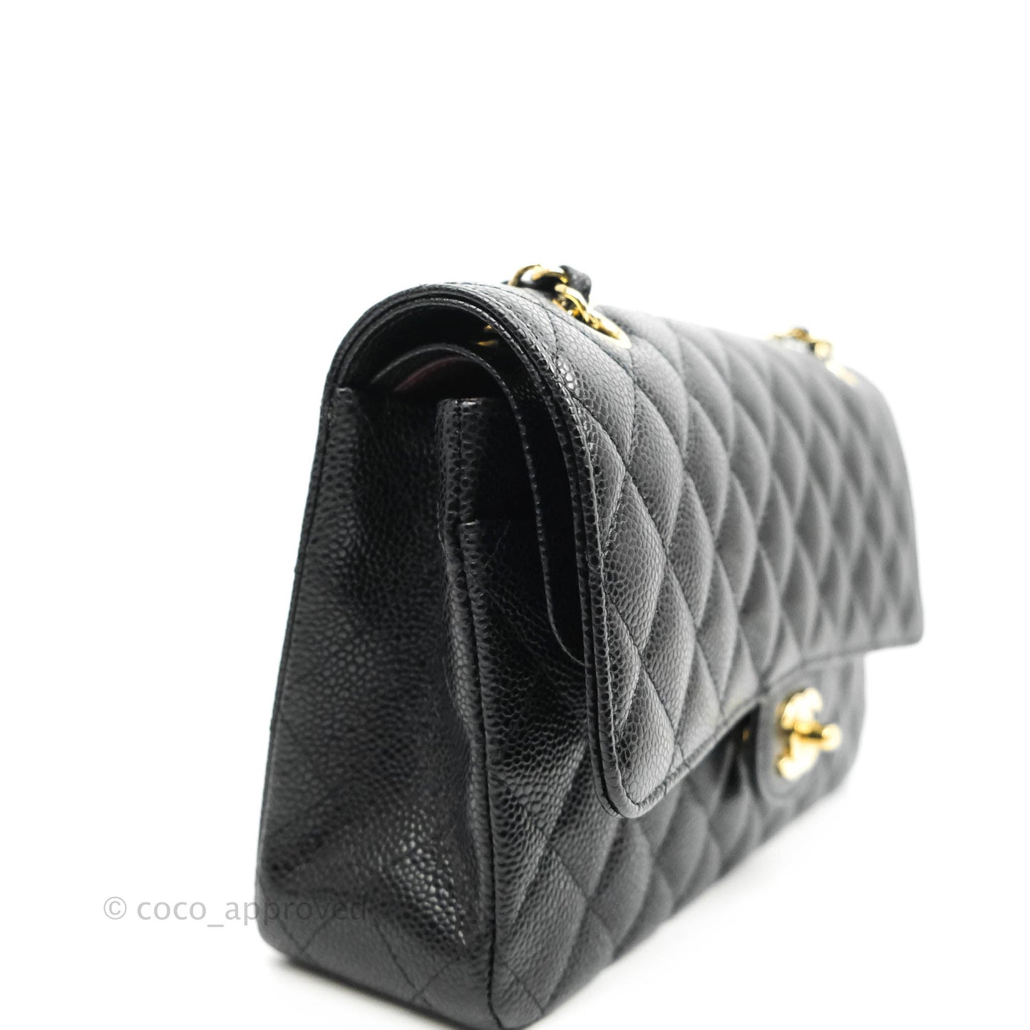 Chanel Classic M/L Medium Double Flap Black Caviar Gold Hardware