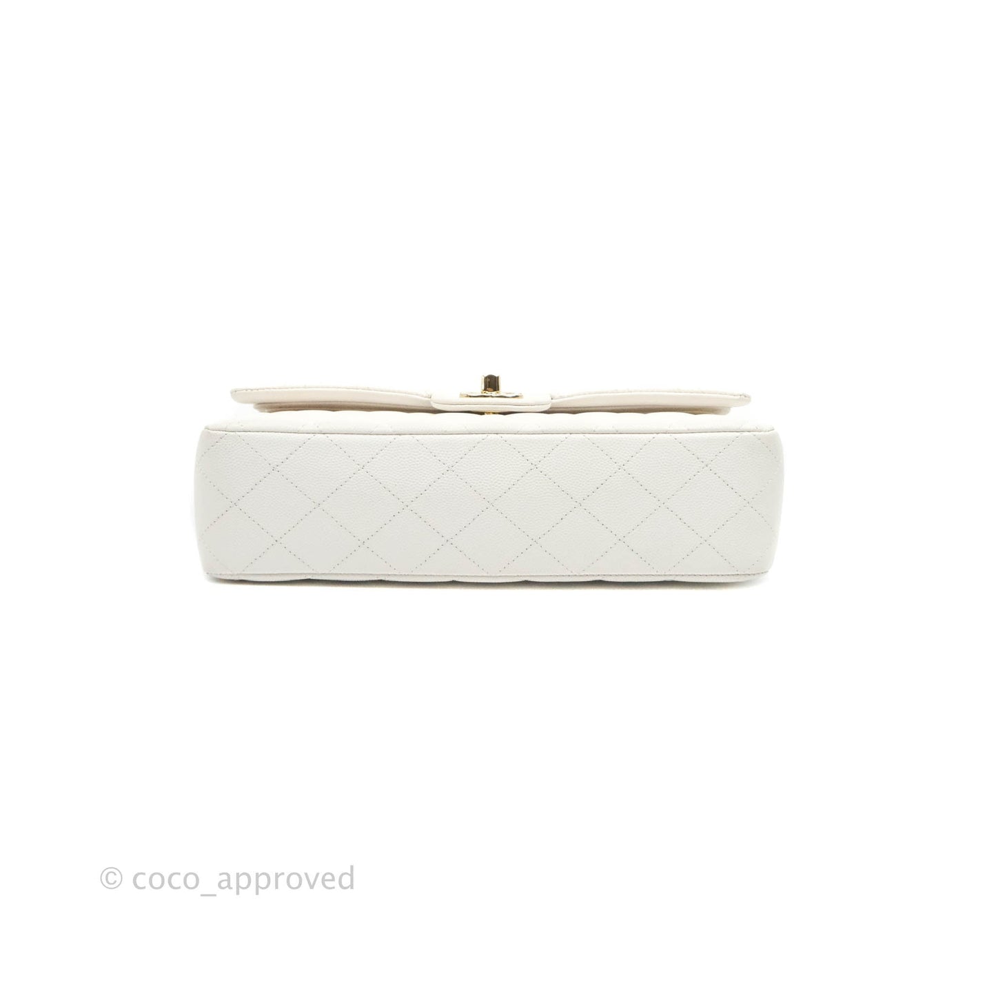 Chanel Quilted M/L Medium Double Flap White Caviar Gold Hardware