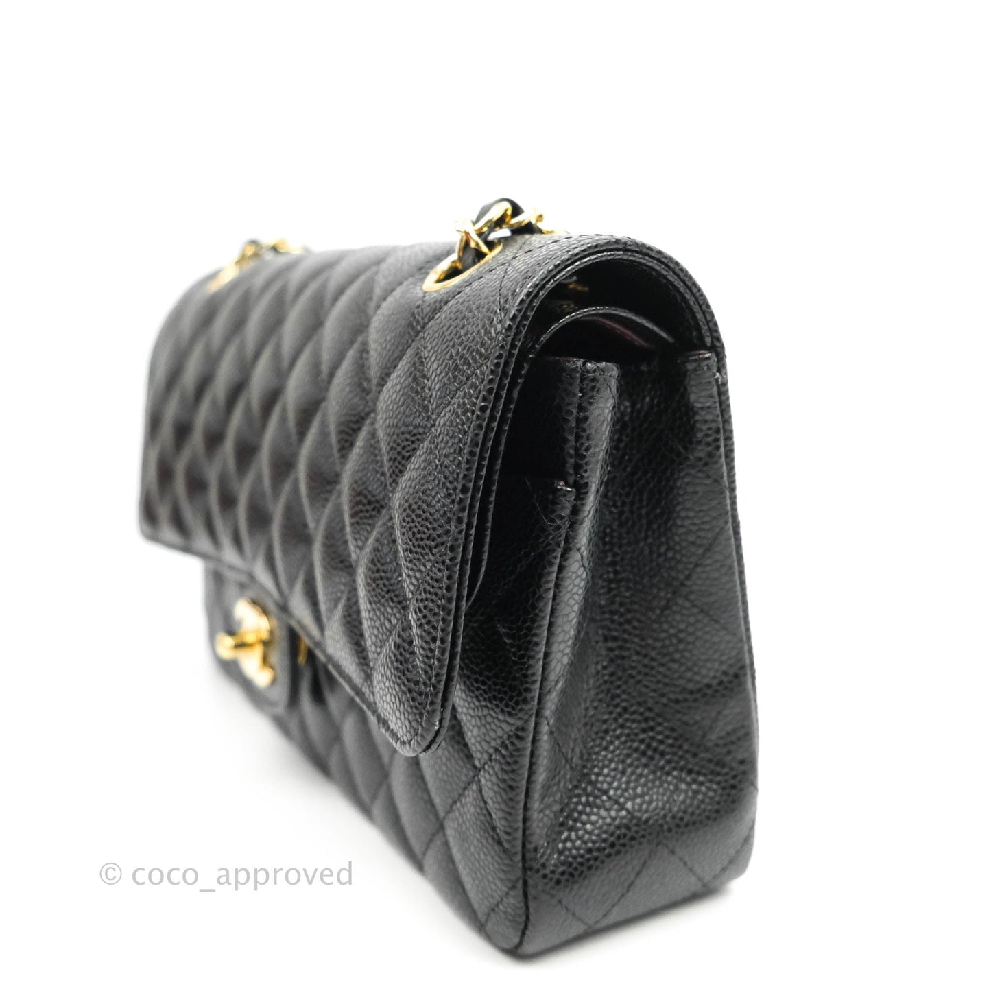 Chanel Classic M/L Medium Double Flap Black Caviar Gold Hardware