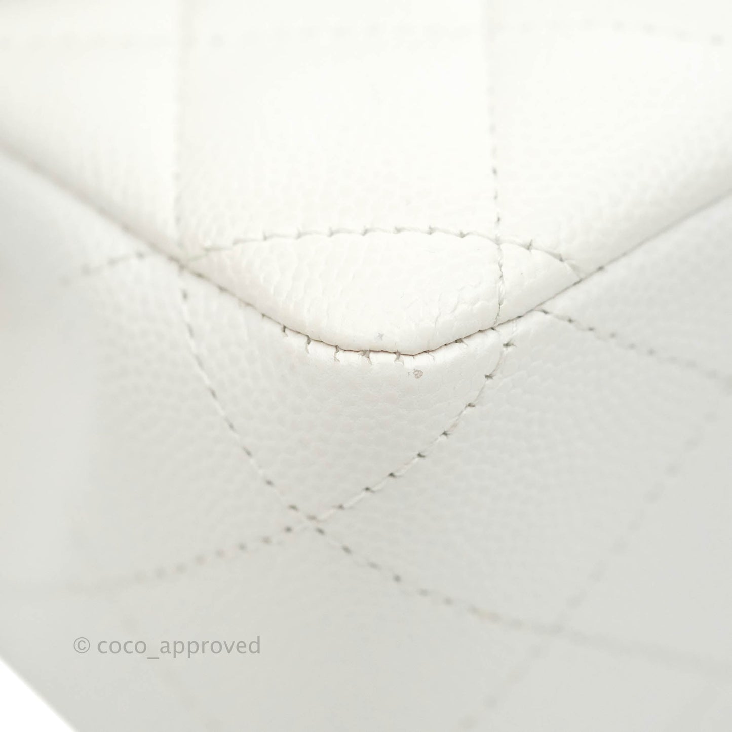 Chanel Quilted M/L Medium Double Flap White Caviar Gold Hardware