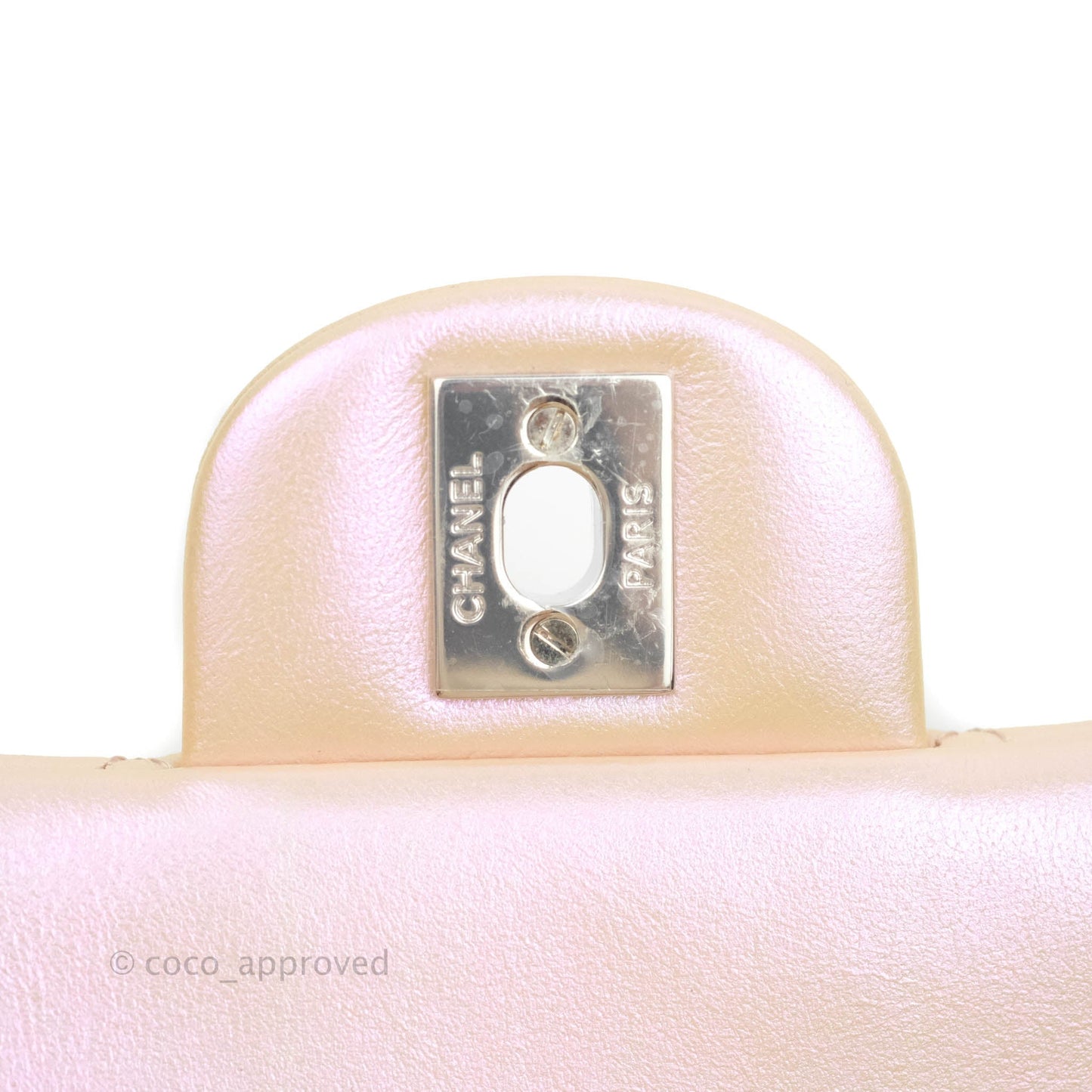 Chanel Quilted Mini Rectangular Iridescent Pink Calfskin Silver Hardware