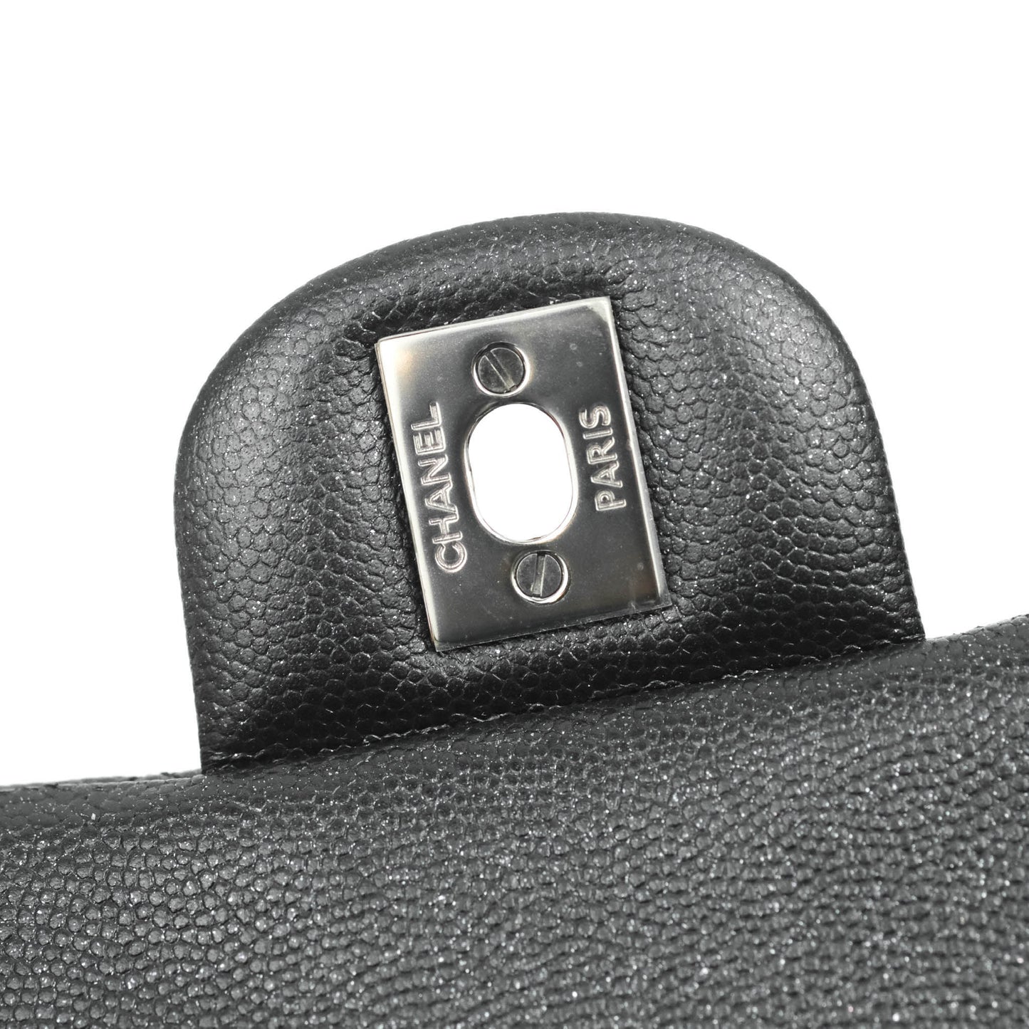 Chanel Quilted Mini Rectangular Iridescent Black Caviar Gun Metal 18C