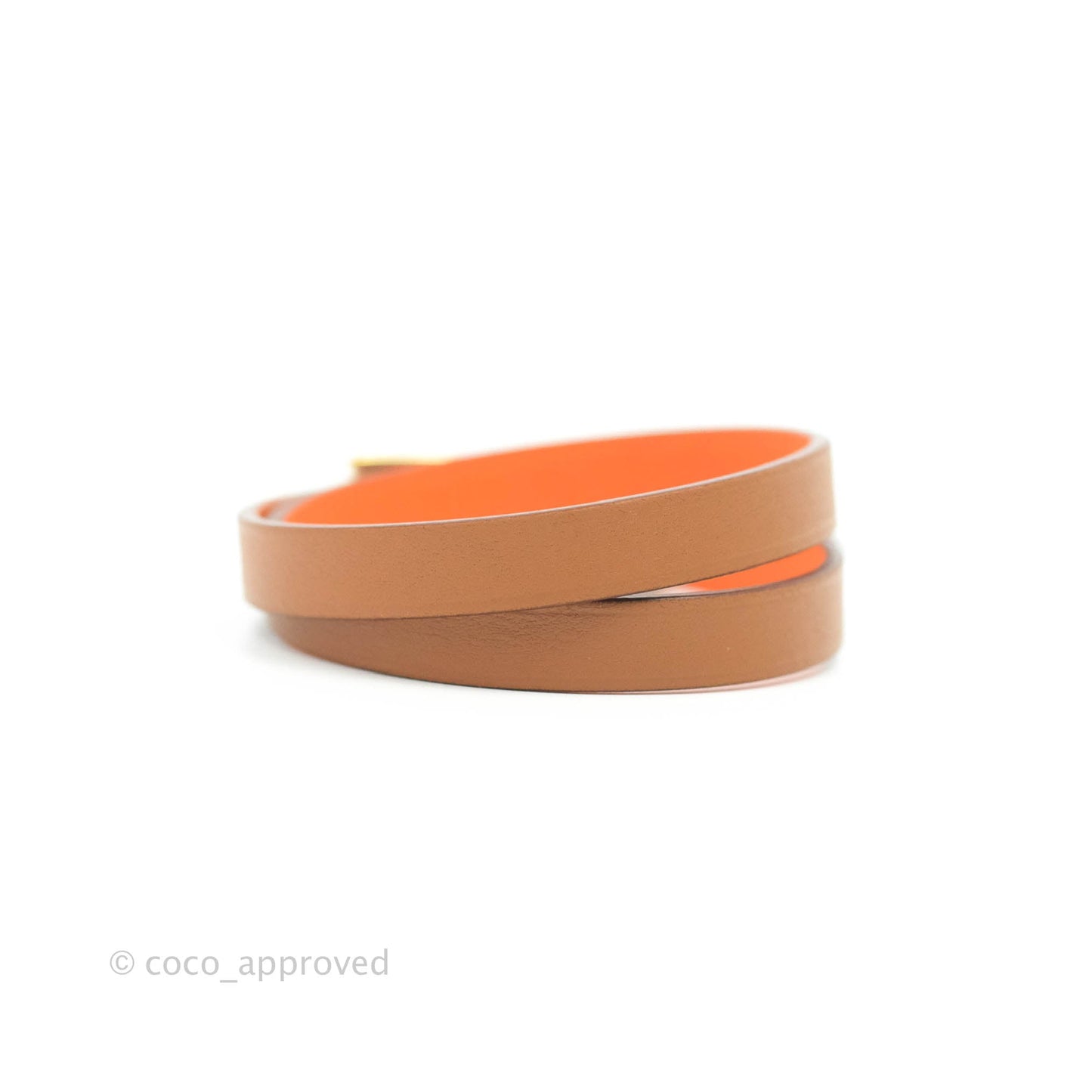 Hermès Behapi Double Tour Bracelet in Gold/Orange Swift Gold Hardware