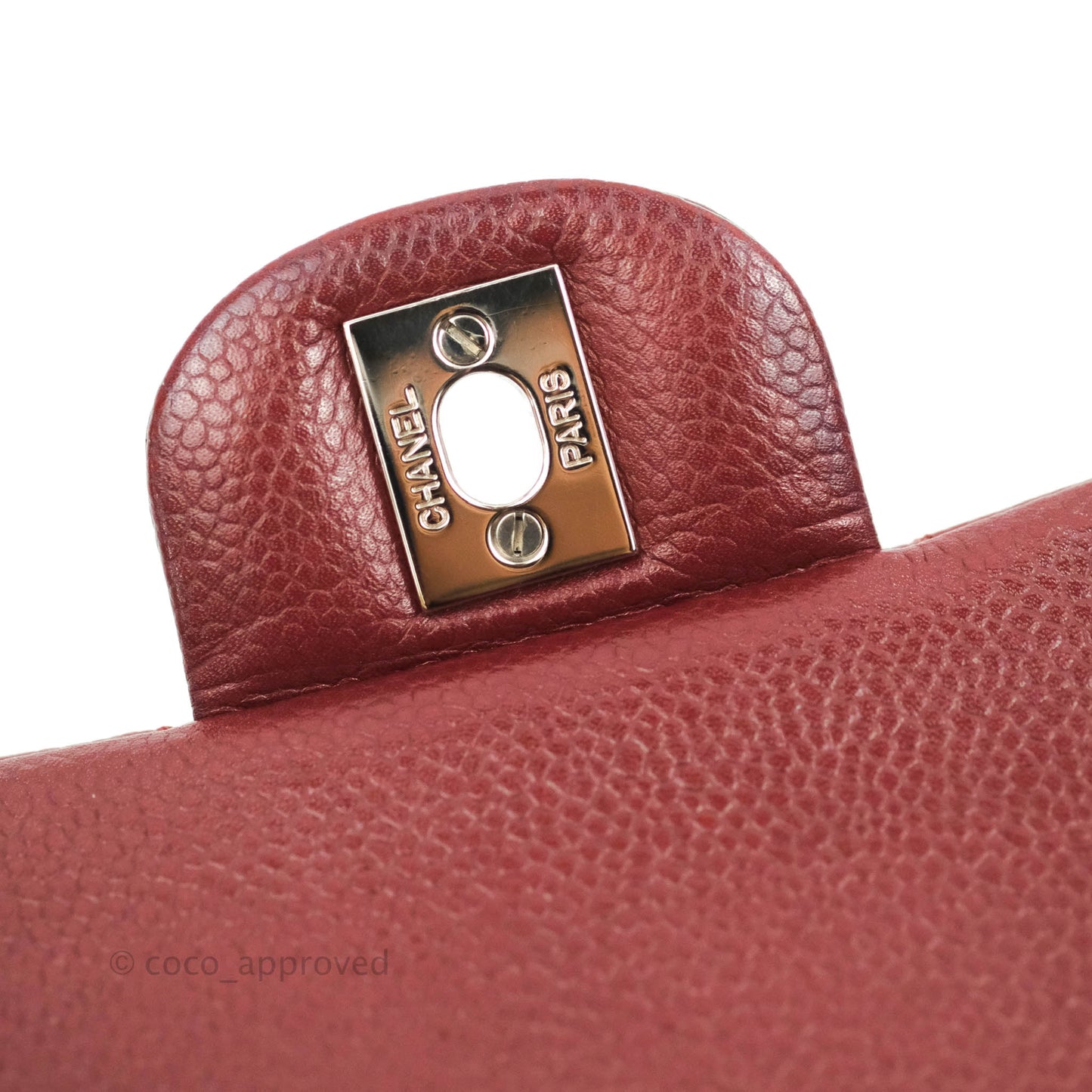 Chanel Classic M/L Medium Double Flap Red Caviar Silver Hardware