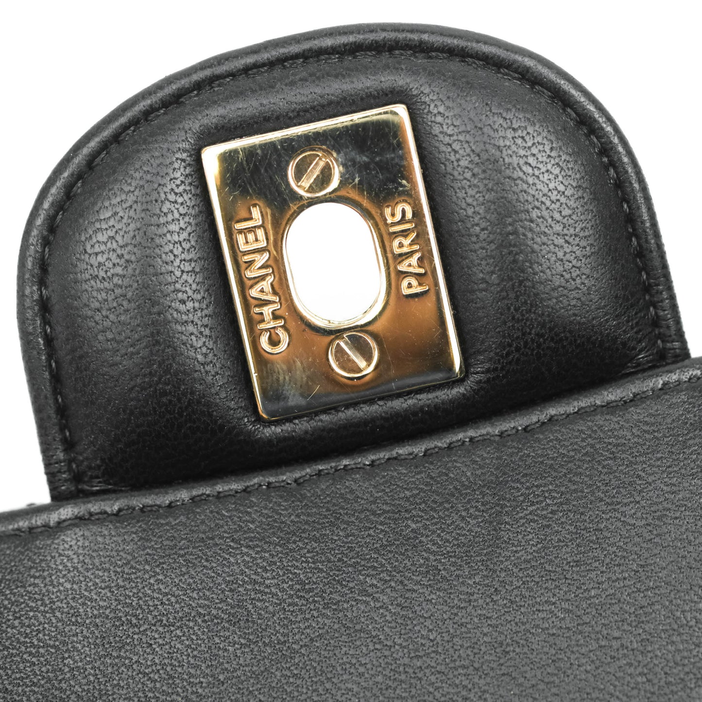 Chanel Chevron Mini Rectangular Flap Black Lambskin Gold Hardware