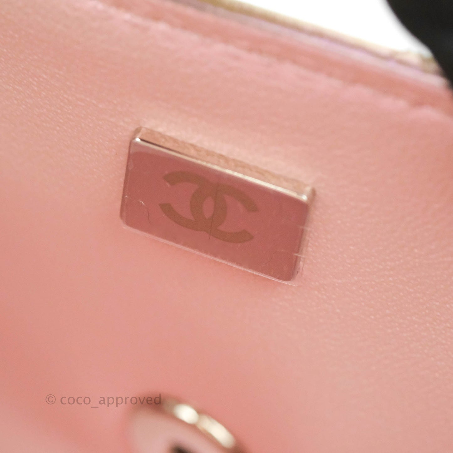 Chanel Quilted Mini Rectangular Iridescent Pink Calfskin Silver Hardware