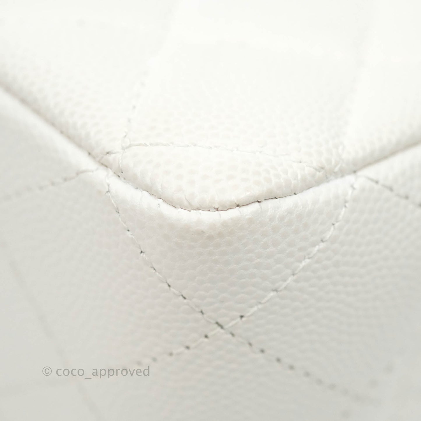 Chanel Quilted M/L Medium Double Flap White Caviar Gold Hardware