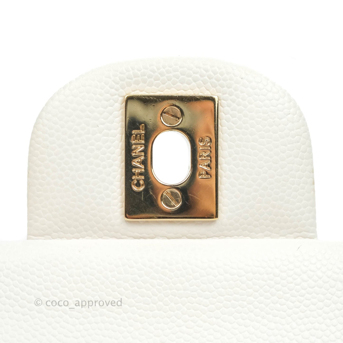Chanel Quilted M/L Medium Double Flap White Caviar Gold Hardware