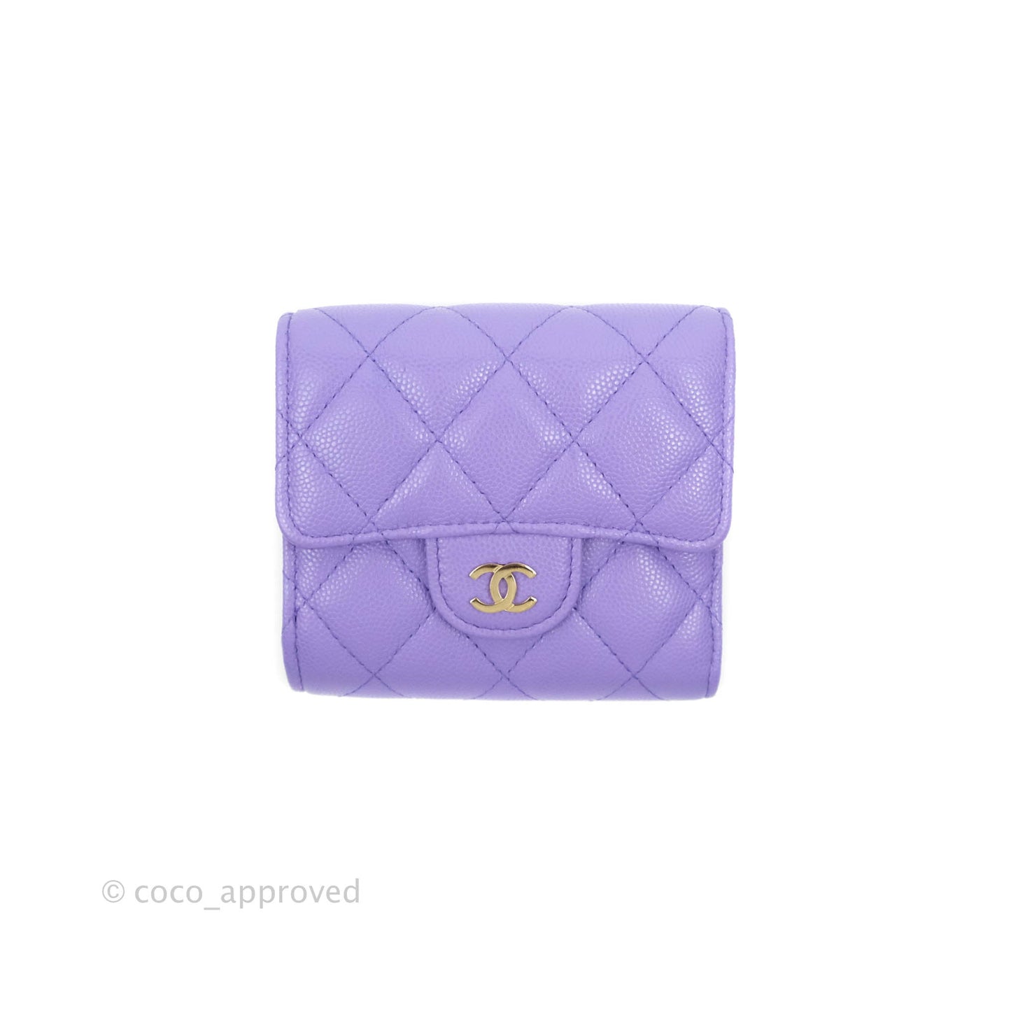 Chanel Classic Flap Wallet Purple Caviar Gold Hardware⁣ 20S