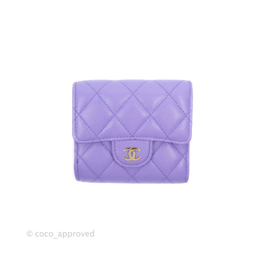 Chanel Classic Flap Wallet Purple Caviar Gold Hardware⁣ 20S