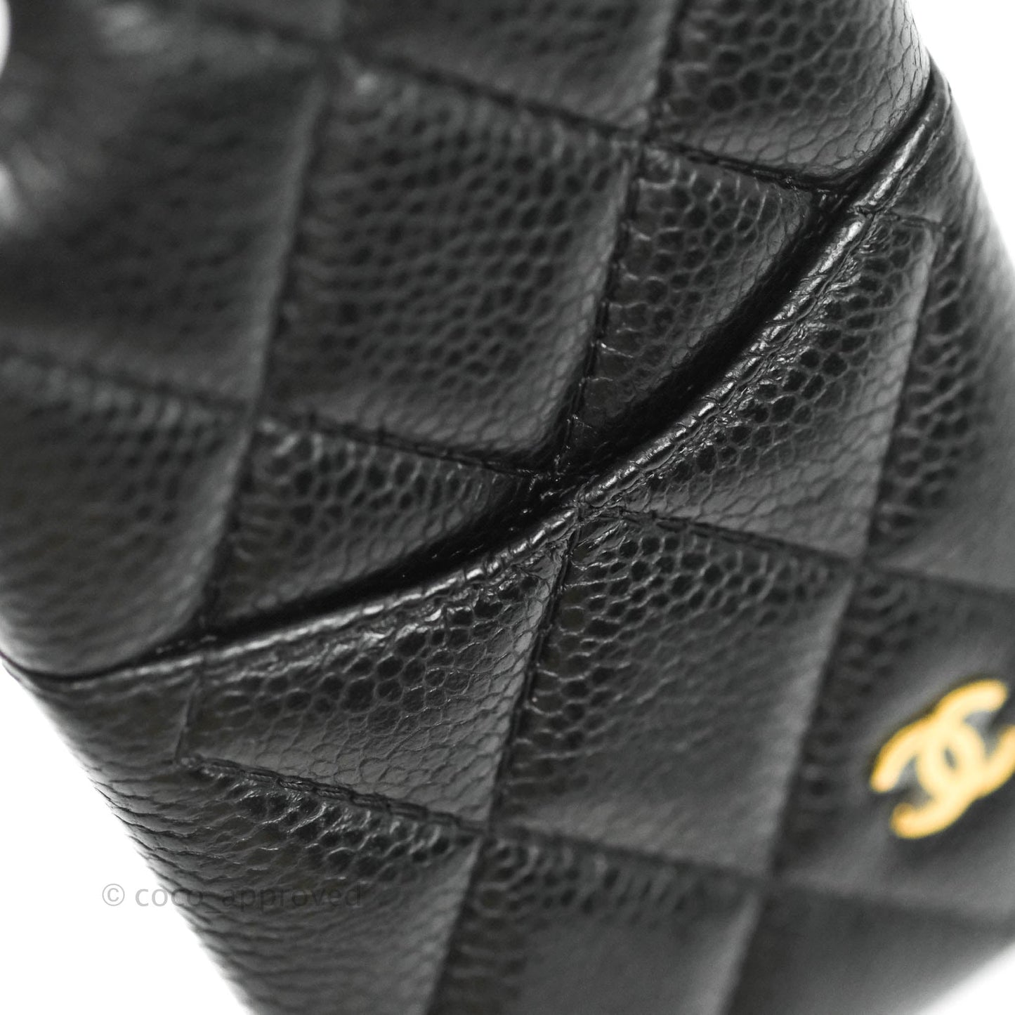 Chanel Quilted iPhone X Phone Case Black Caviar Gold Hardware