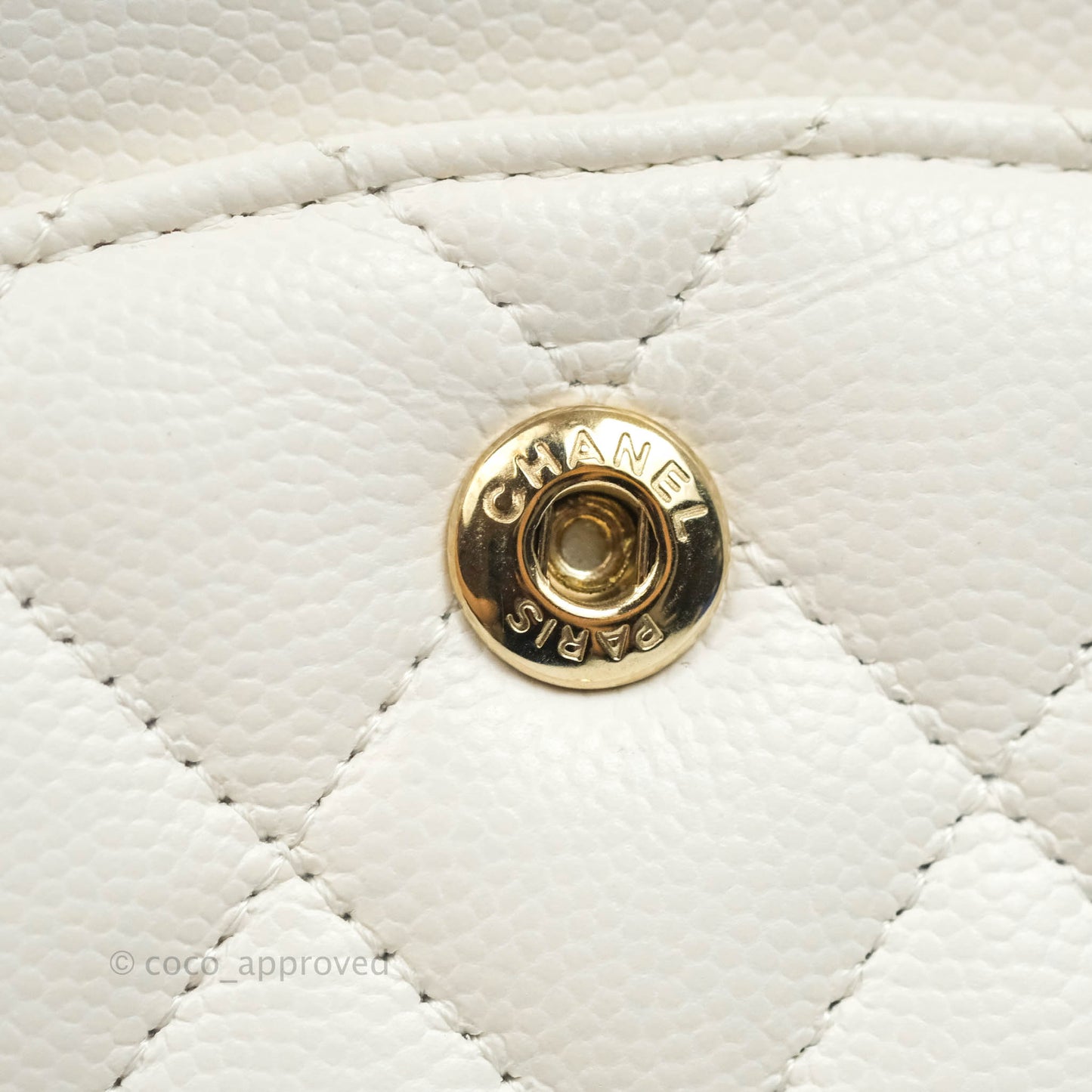 Chanel Quilted M/L Medium Double Flap White Caviar Gold Hardware