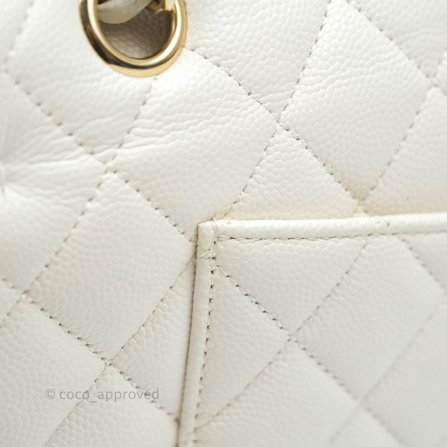 Chanel Quilted M/L Medium Double Flap White Caviar Gold Hardware