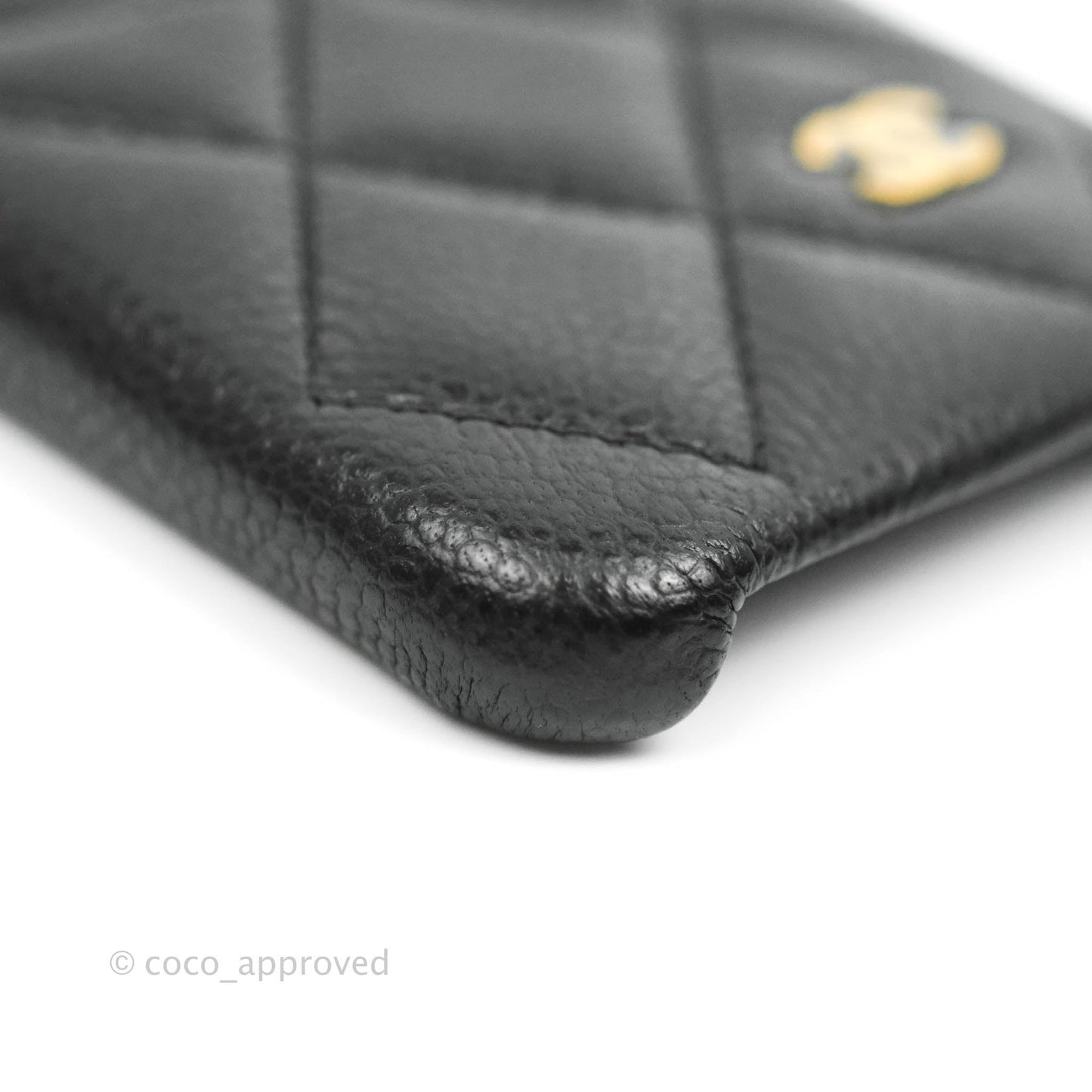 Chanel Quilted iPhone X Phone Case Black Caviar Gold Hardware