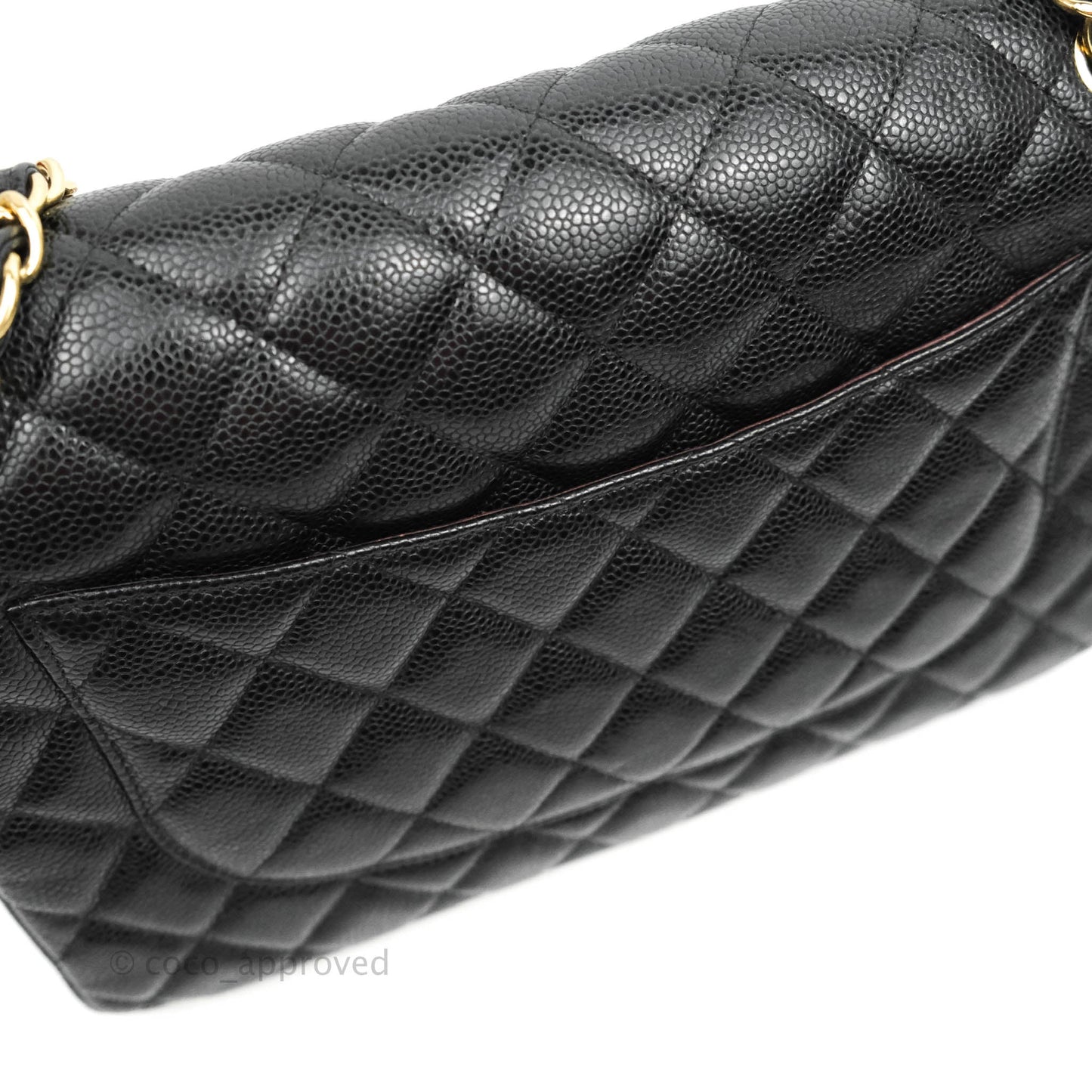 Chanel Jumbo Double Flap Black Caviar Gold Hardware⁣⁣