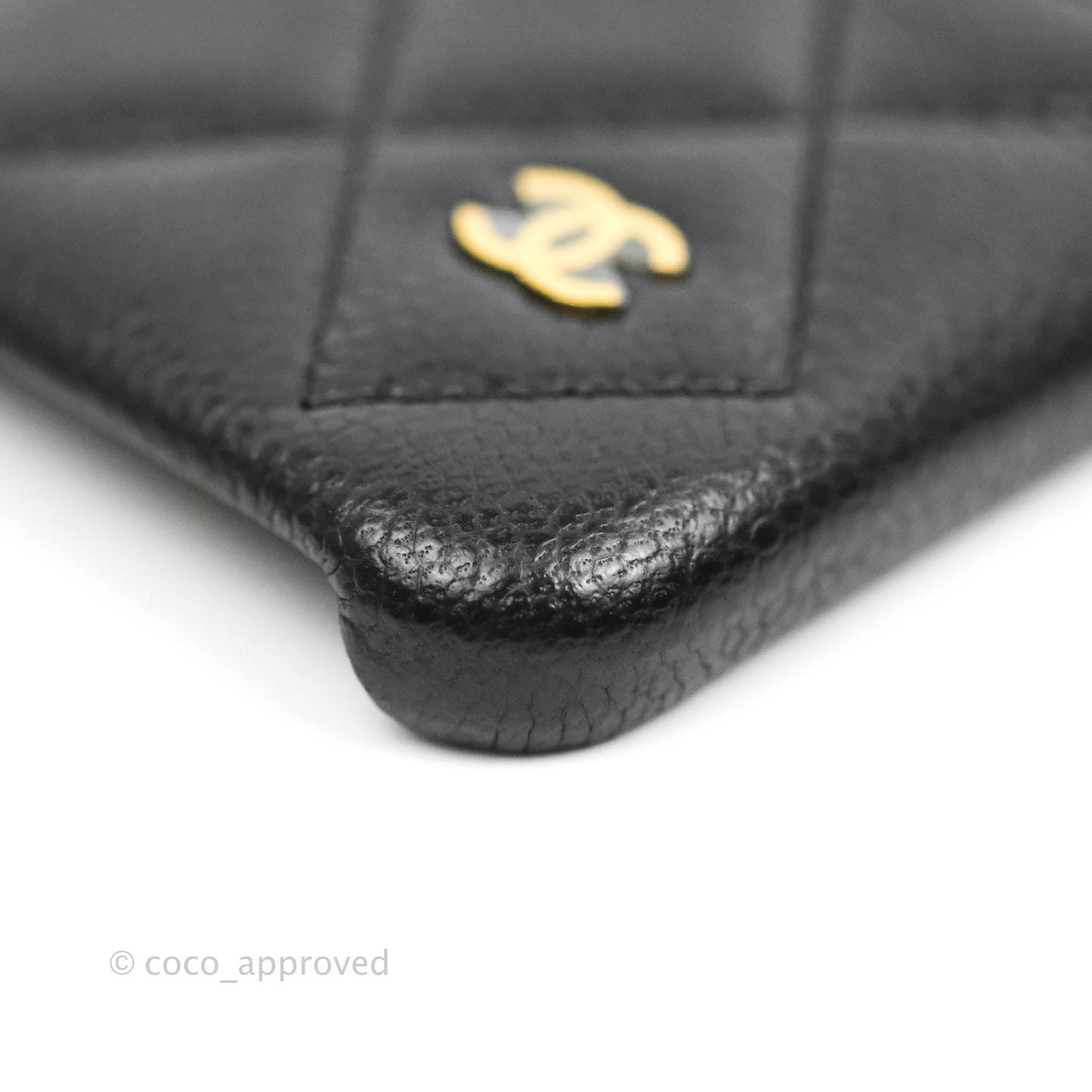 Chanel Quilted iPhone X Phone Case Black Caviar Gold Hardware