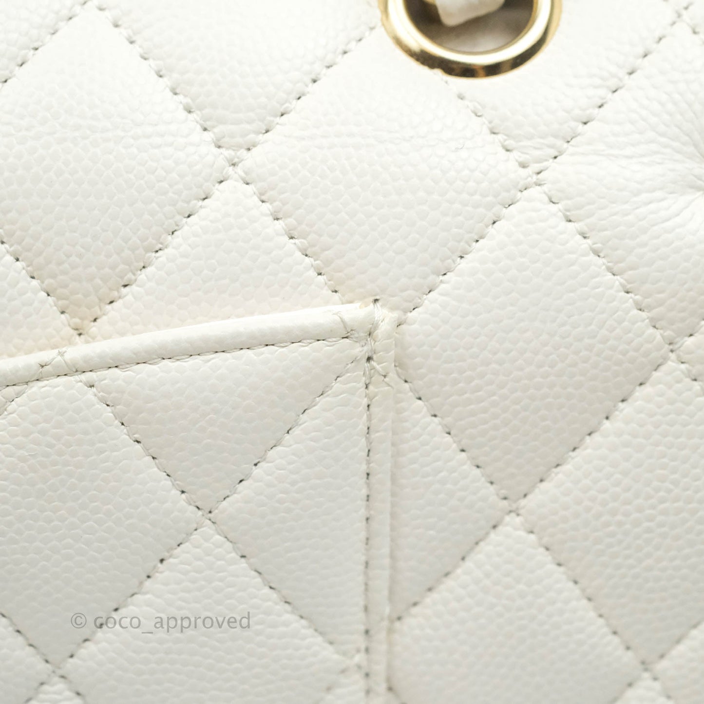 Chanel Quilted M/L Medium Double Flap White Caviar Gold Hardware