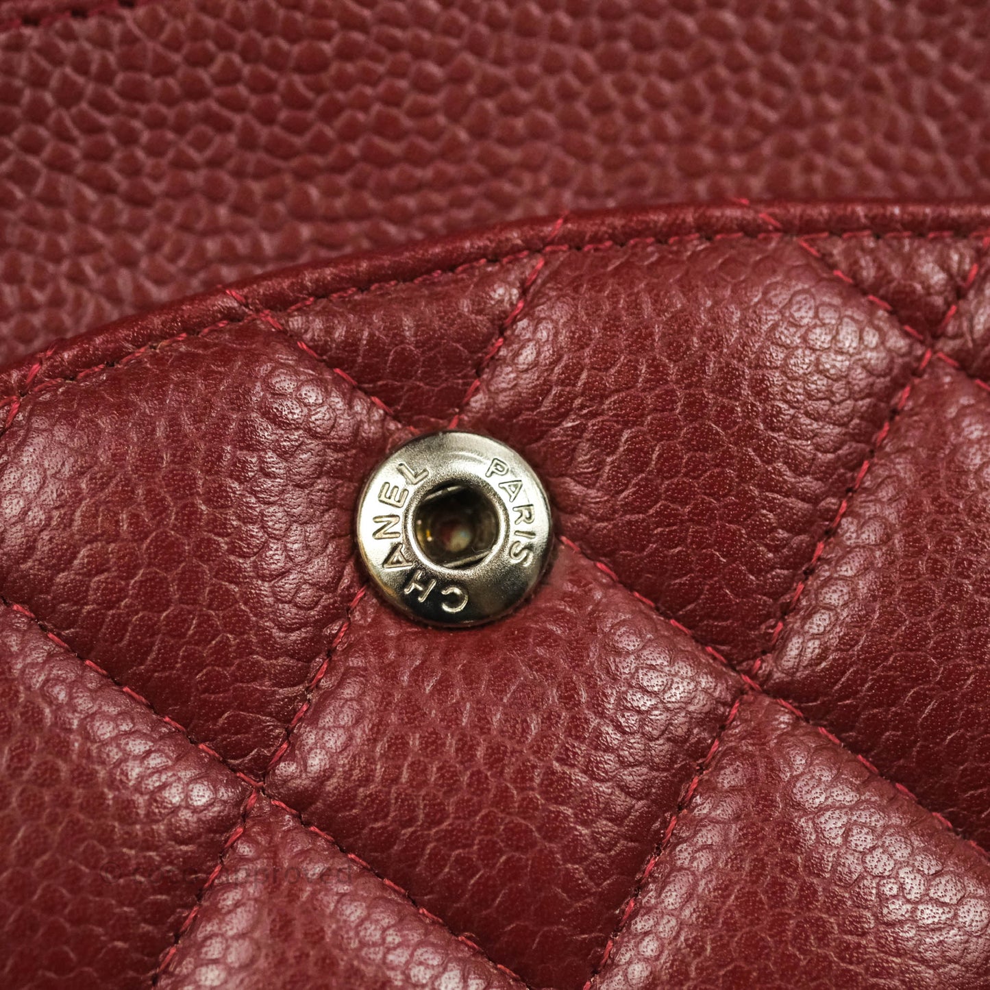 Chanel Classic M/L Medium Double Flap Red Caviar Silver Hardware