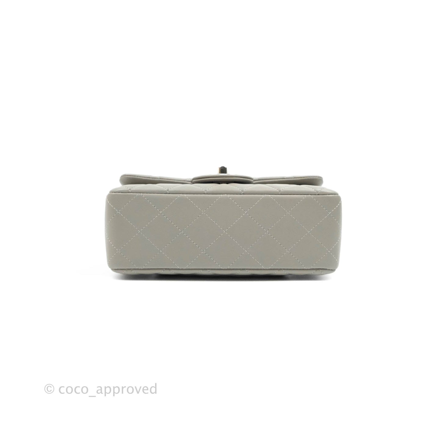 Chanel Quilted Mini Rectangular Grey Lambskin Silver Hardware 19B