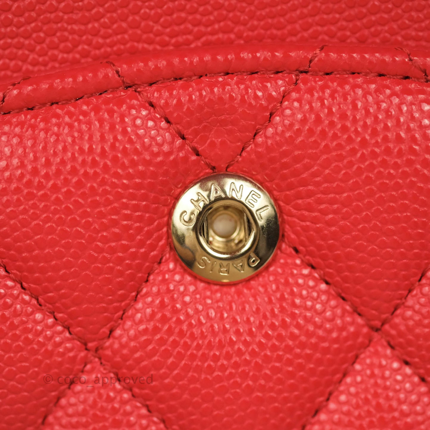 Chanel Classic M/L Medium Double Flap Red Caviar Gold Hardware 20C