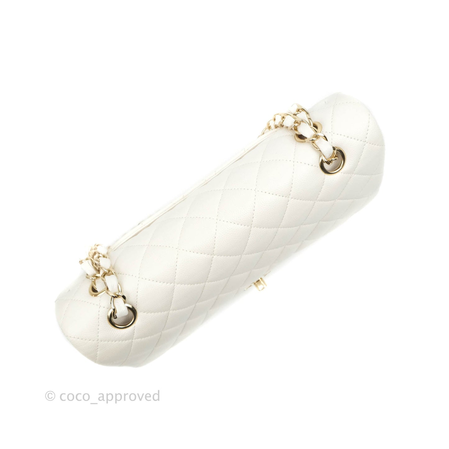 Chanel Quilted M/L Medium Double Flap White Caviar Gold Hardware