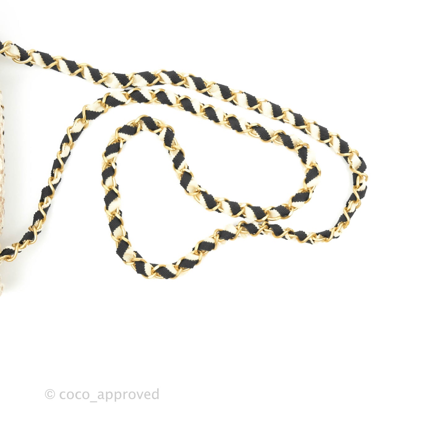 Chanel Mini Rectangular Flap Beige Tweed Chain Braid Aged Gold Hardware 19P