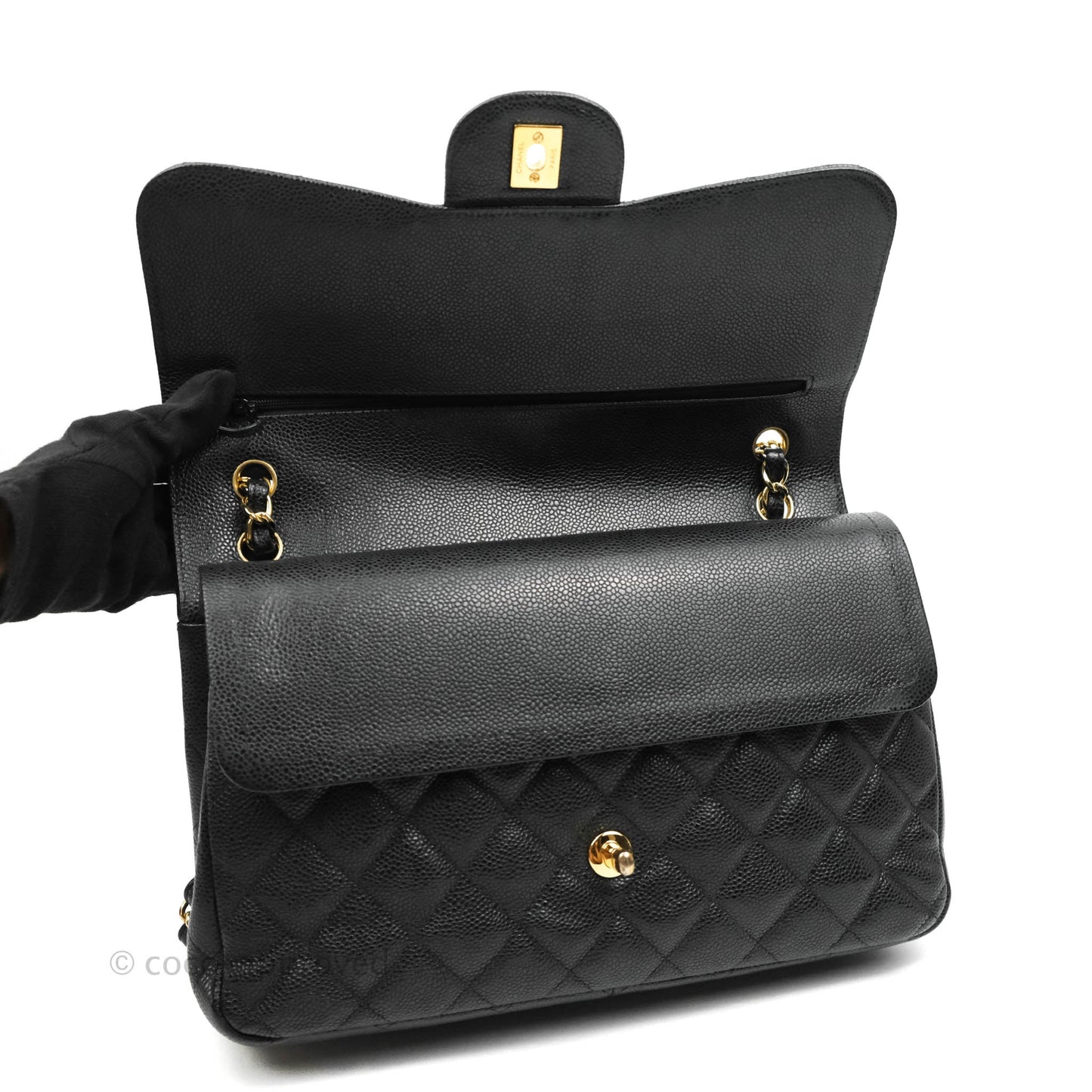 Chanel Jumbo Double Flap Black Caviar Gold Hardware⁣⁣