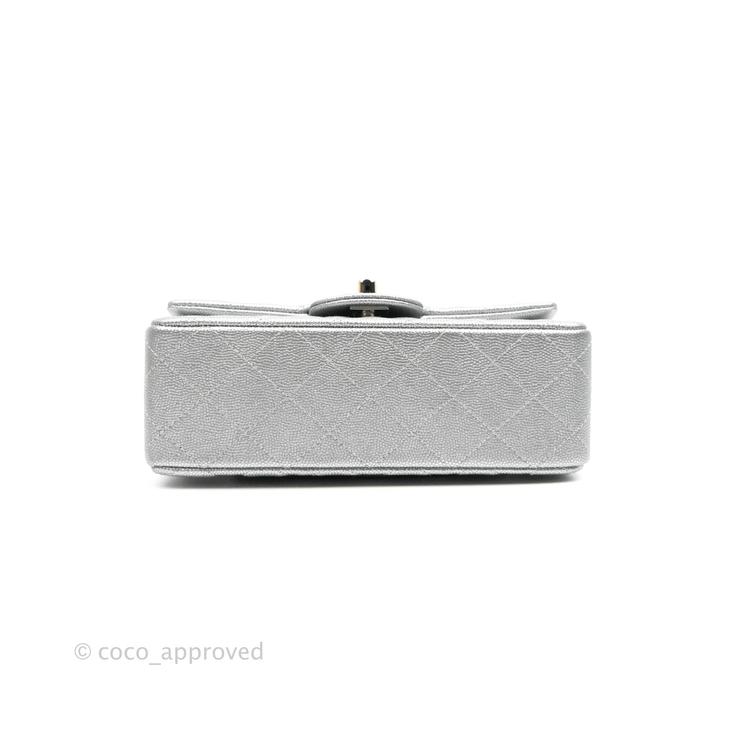 Chanel Top Handle Mini Rectangular Flap Bag Silver Caviar Silver Hardware