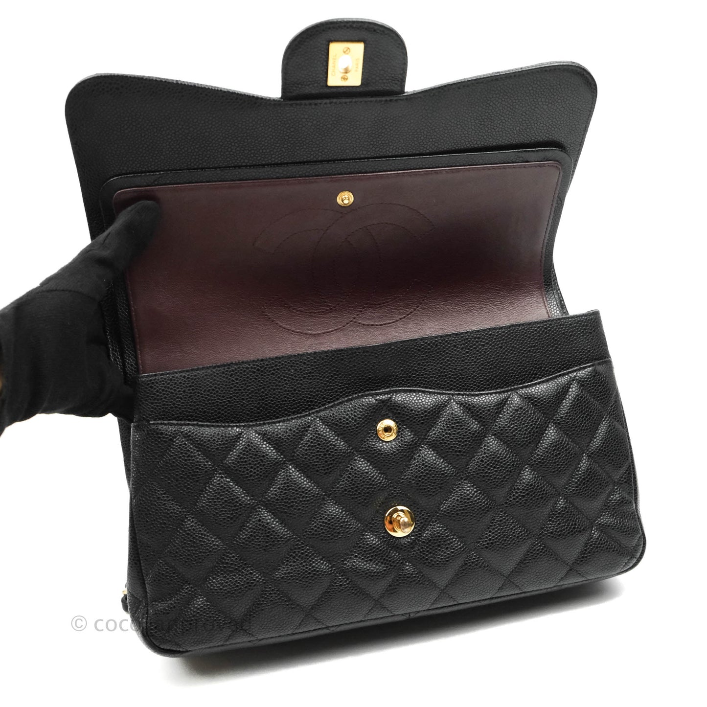 Chanel Jumbo Double Flap Black Caviar Gold Hardware⁣⁣
