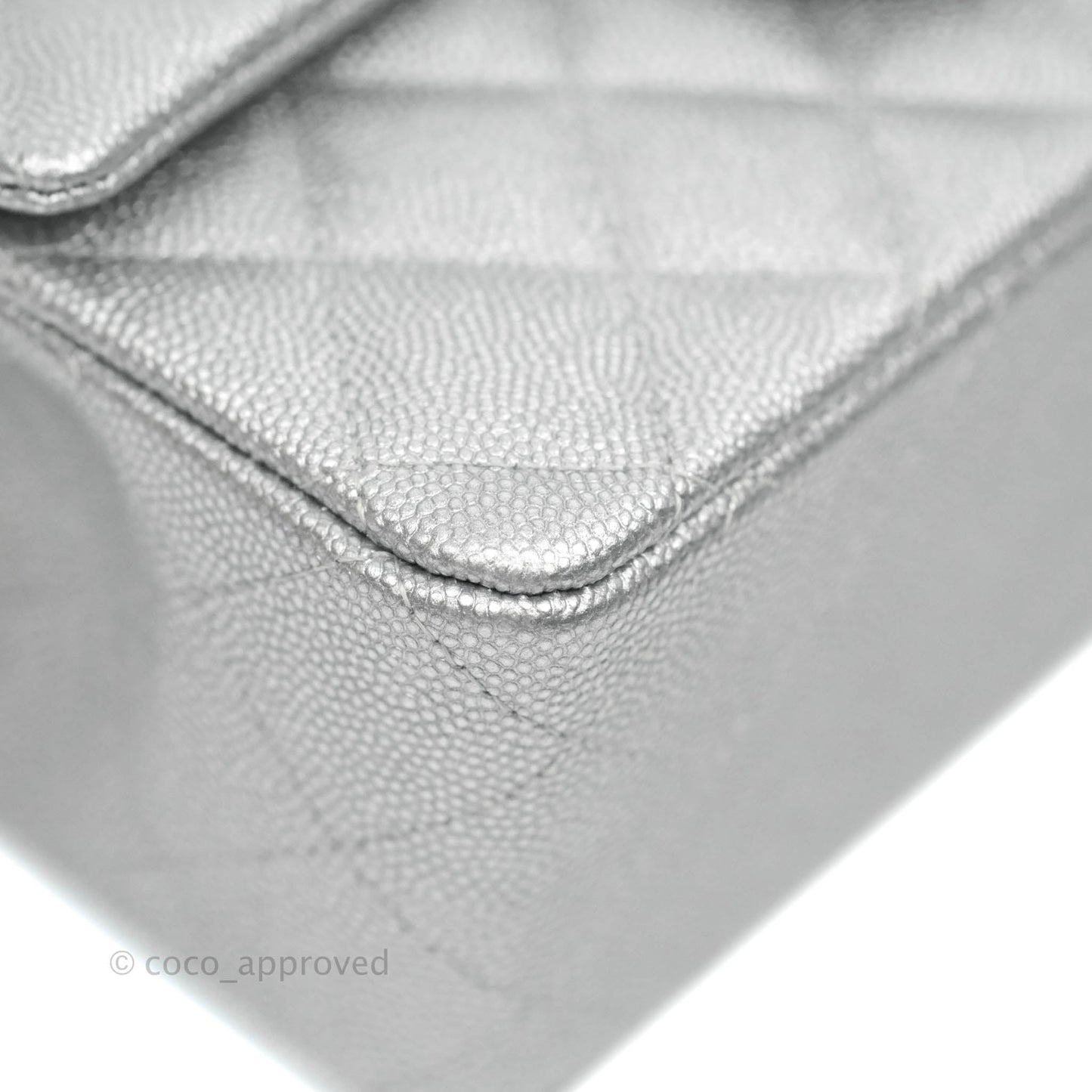 Chanel Top Handle Mini Rectangular Flap Bag Silver Caviar Silver Hardware