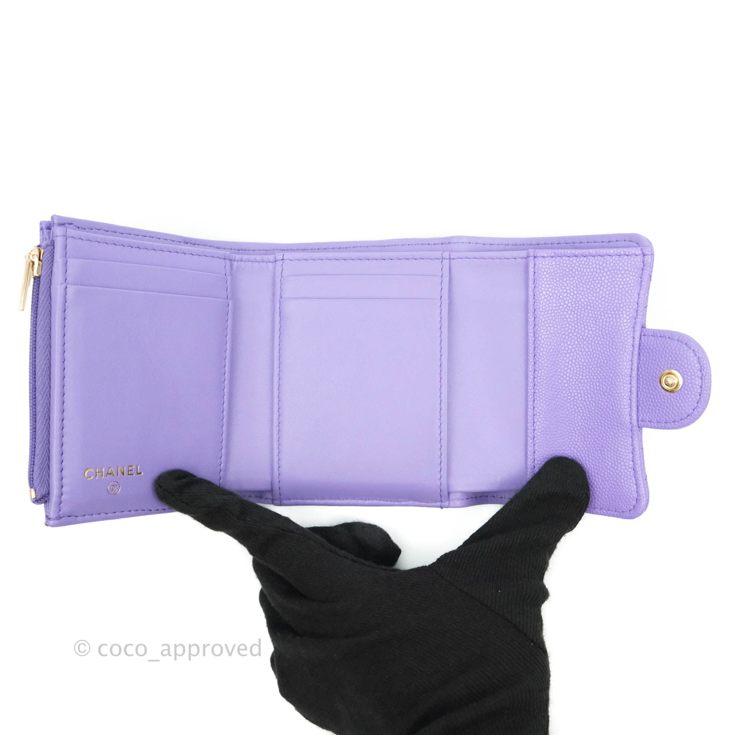 Chanel Classic Flap Wallet Purple Caviar Gold Hardware⁣ 20S