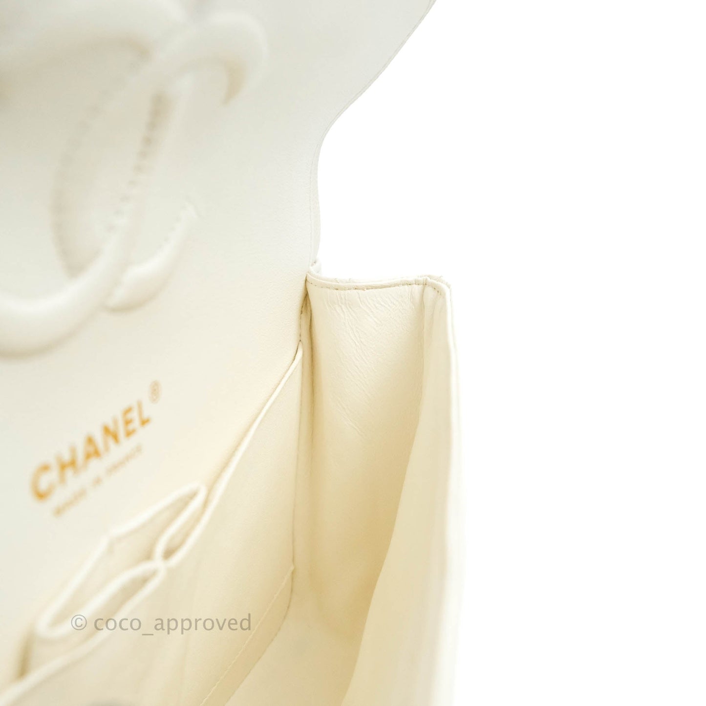 Chanel Quilted M/L Medium Double Flap White Caviar Gold Hardware