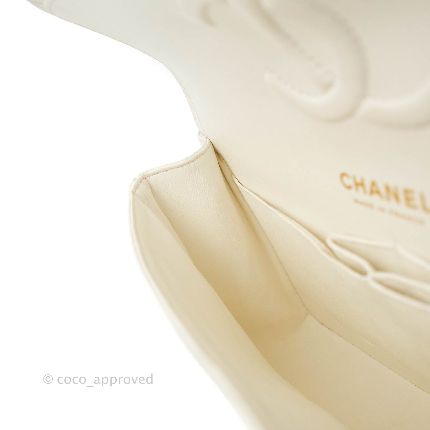 Chanel Quilted M/L Medium Double Flap White Caviar Gold Hardware